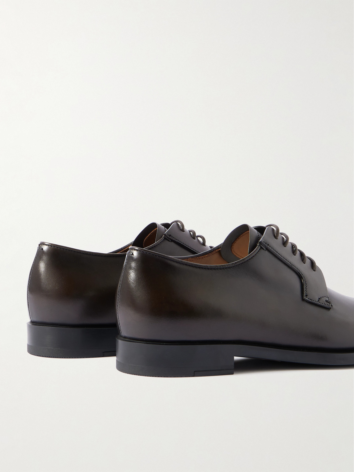 Zegna Leather Oxford Shoes In Brown