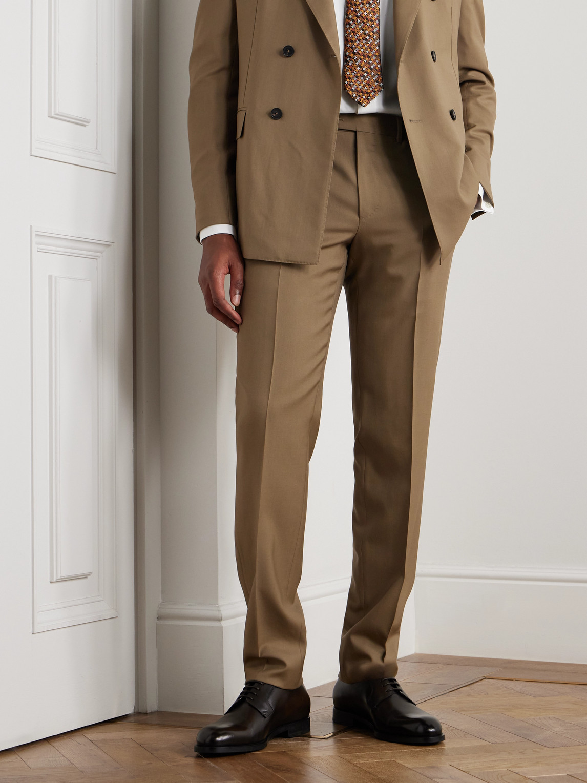 Zegna Leather Oxford Shoes In Brown