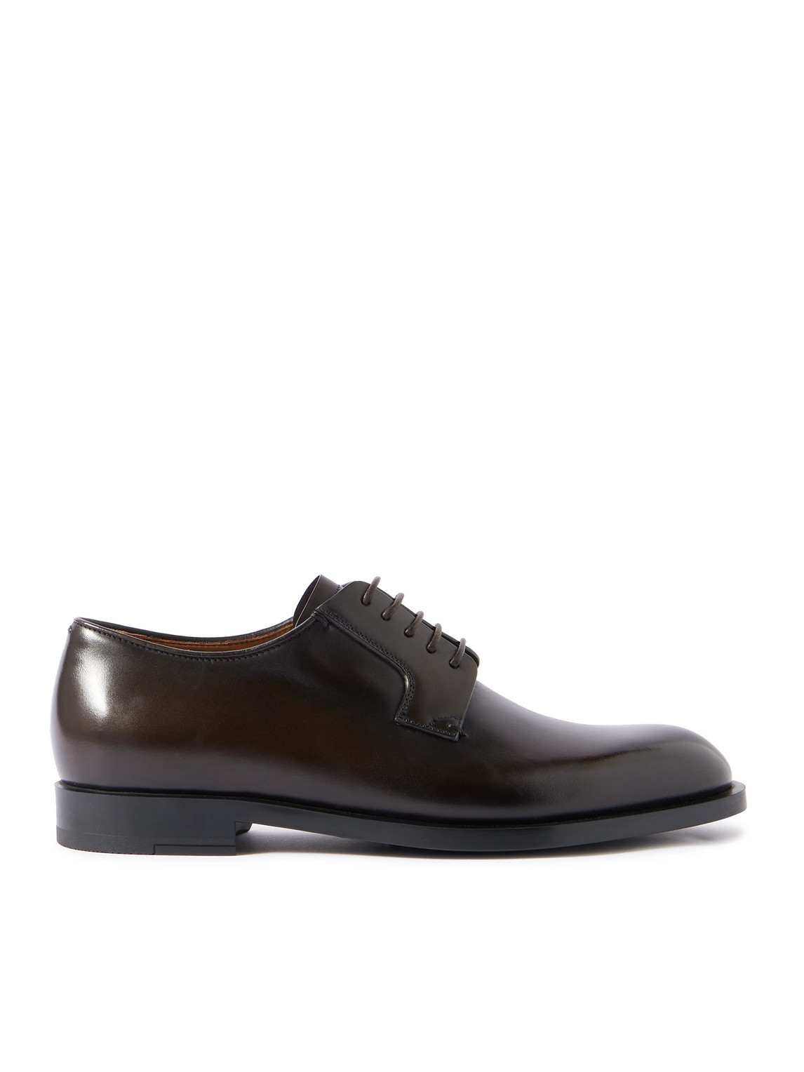 Zegna Leather Oxford Shoes In Brown