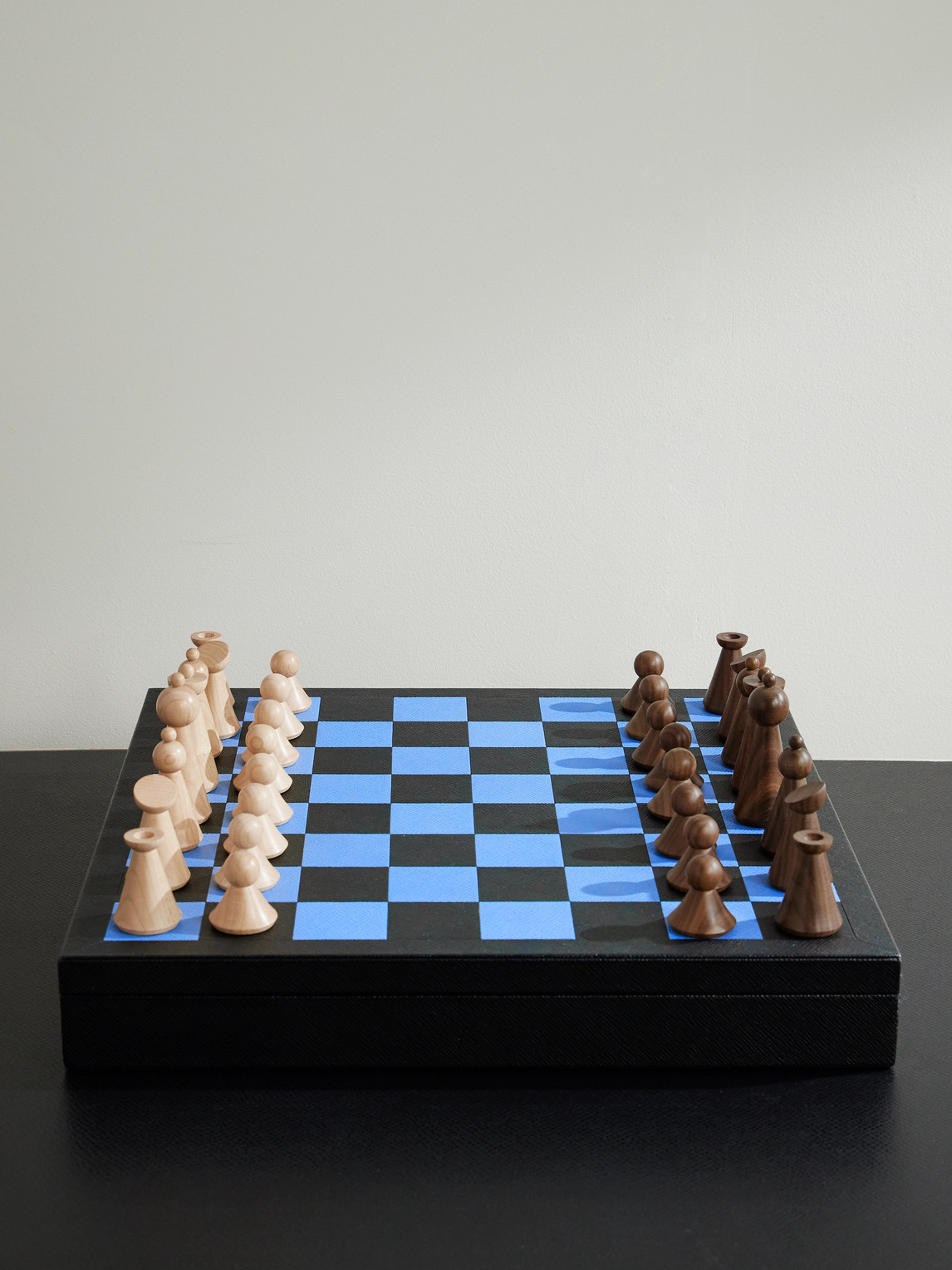 Panama Cross-Grain Leather and Wood Chess Set