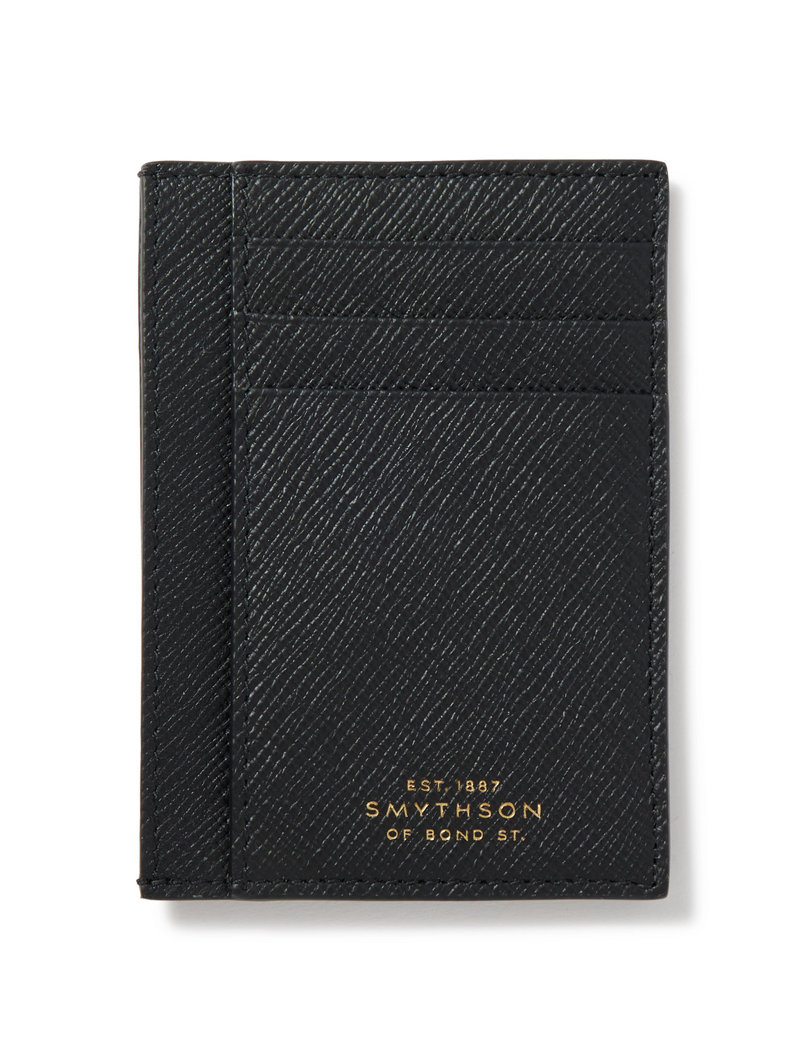 Smythson Panama Cross-grain Leather Cardholder In Black