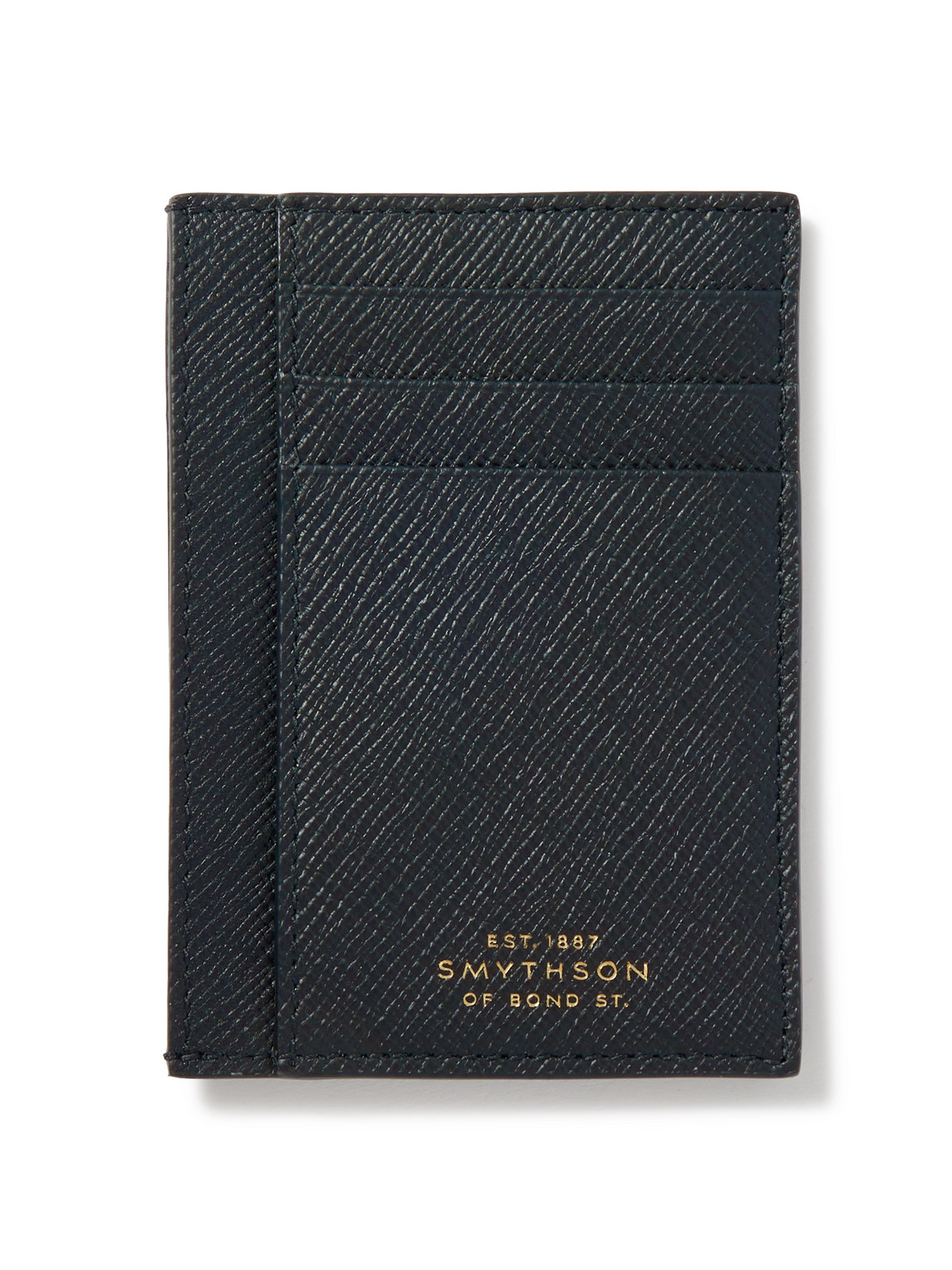 Smythson Panama Cross-grain Leather Cardholder In Blue