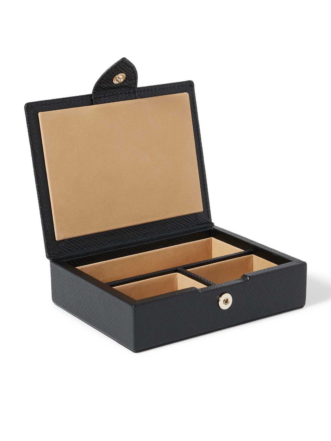 Small Panama Cross-Grain Leather Trinket Box