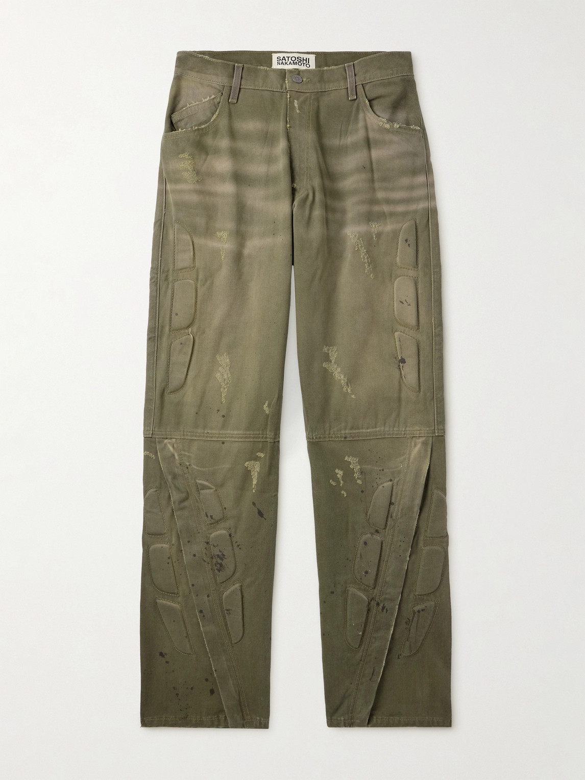 Satoshi Nakamoto Enduro Straight-leg Padded Distressed Jeans In Green