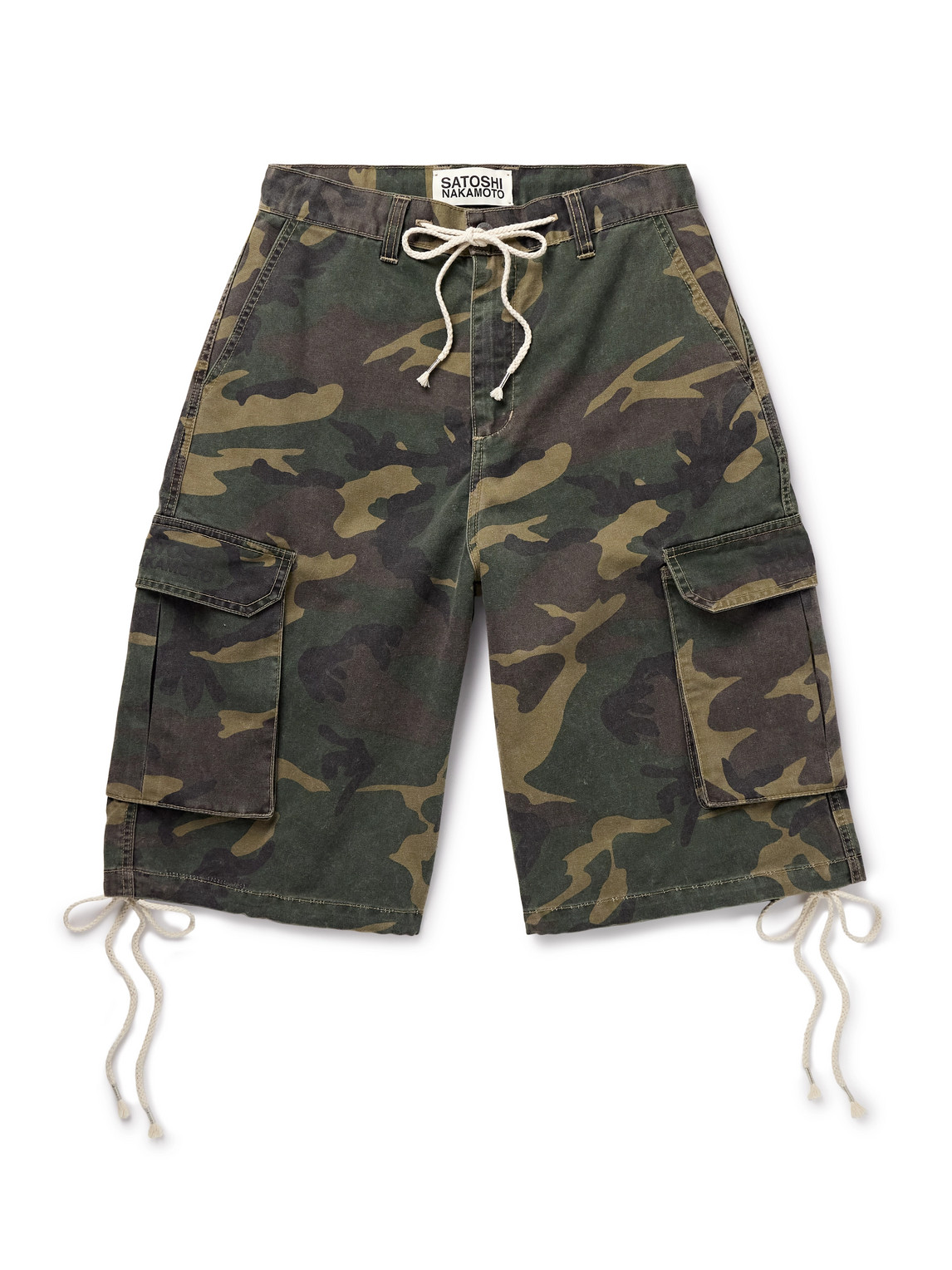 Straight-Leg Camouflage-Print Cotton-Blend Twill Drawstring Shorts