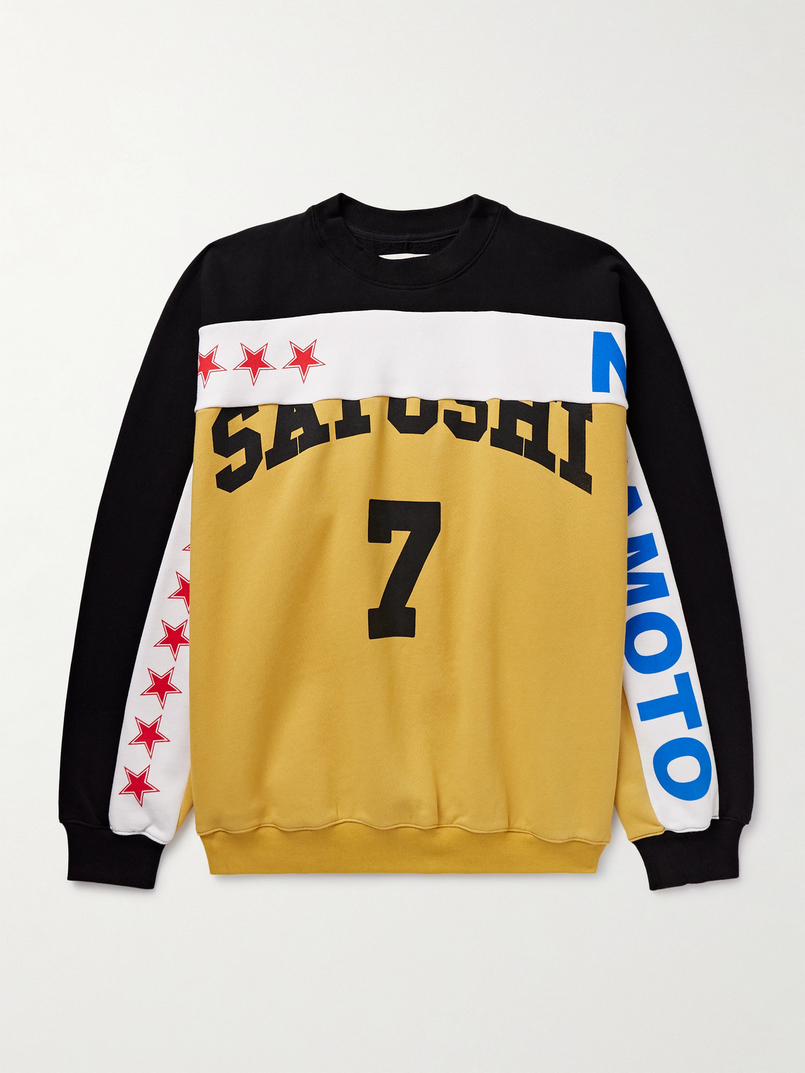Satoshi Nakamoto Panelled Printed Cotton-jersey Sweatshirt In Multi