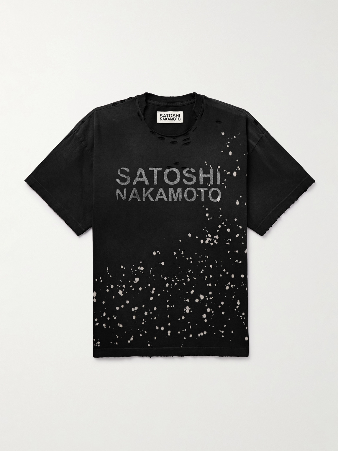Satoshi Nakamoto Luke Distressed Logo-Print Cotton-Jersey T-Shirten