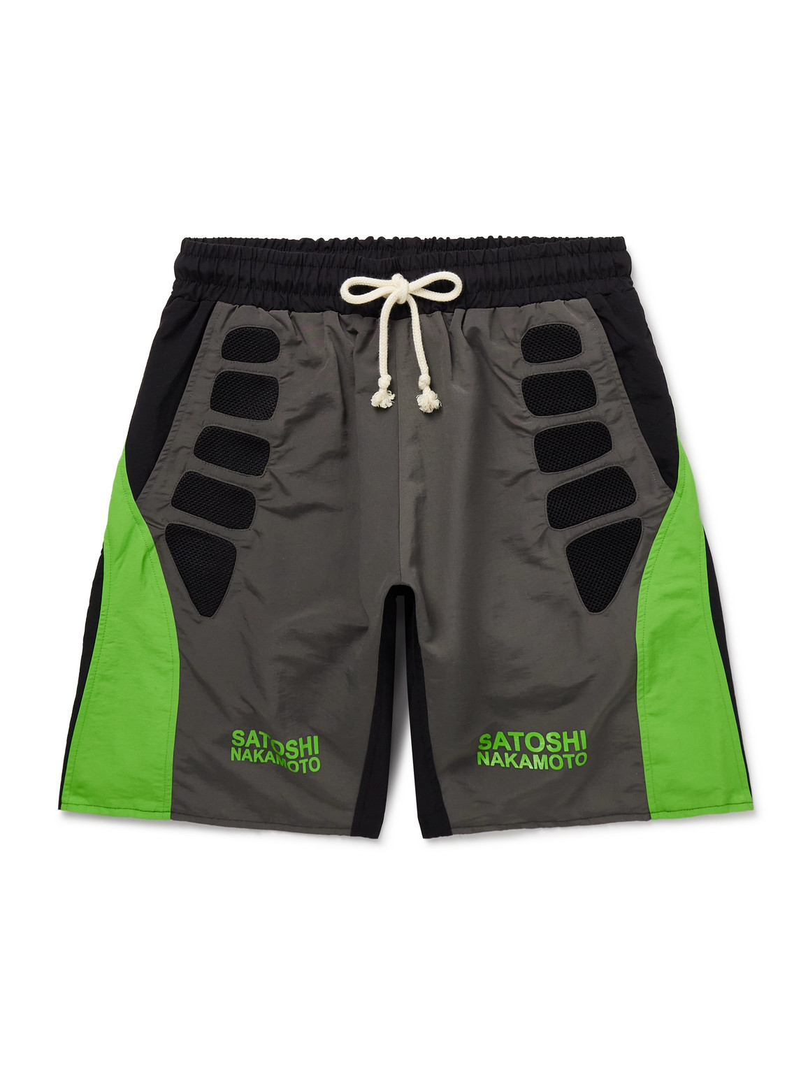 Tech Straight-Leg Mesh-Panelled Colour-Block Nylon Drawstring Shorts