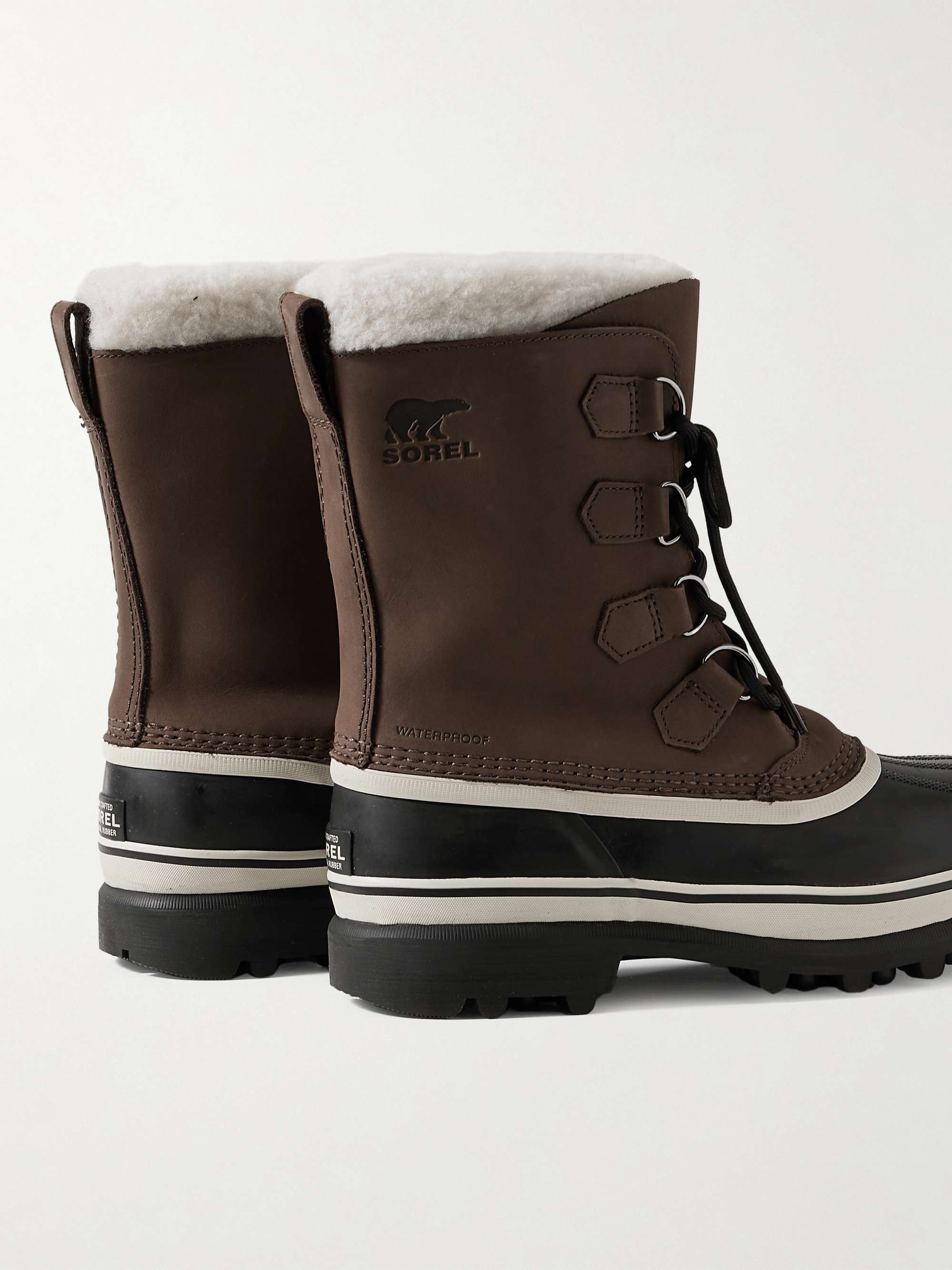SOREL Caribou™ Faux Shearling-Trimmed Nubuck and Rubber Snow Boots