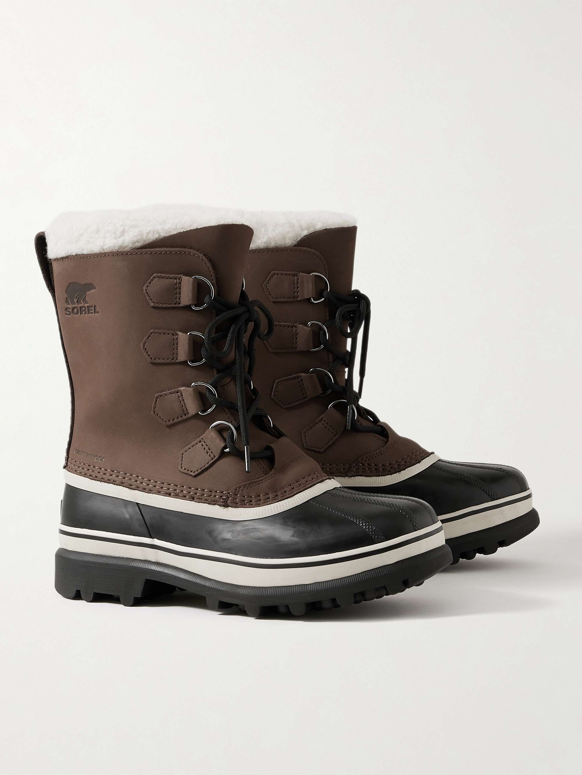 SOREL Caribou™ Faux Shearling-Trimmed Nubuck and Rubber Snow Boots