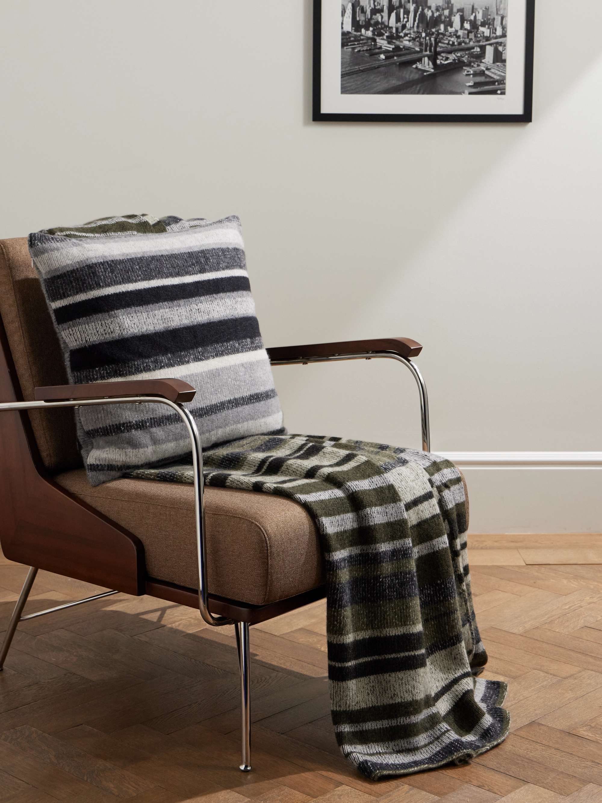 THE ELDER STATESMAN Striped Cashmere Blanket