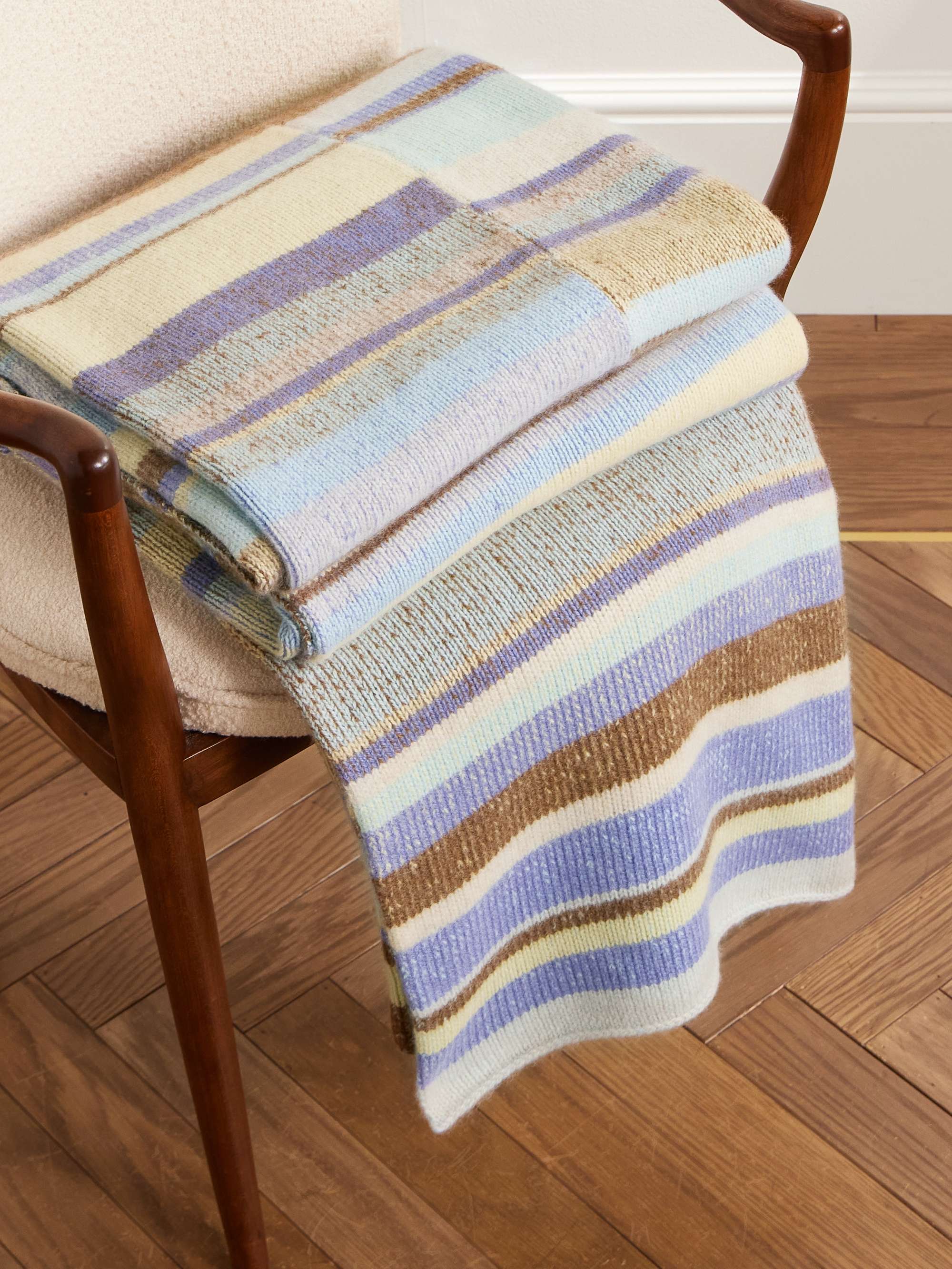 THE ELDER STATESMAN Striped Cashmere Blanket