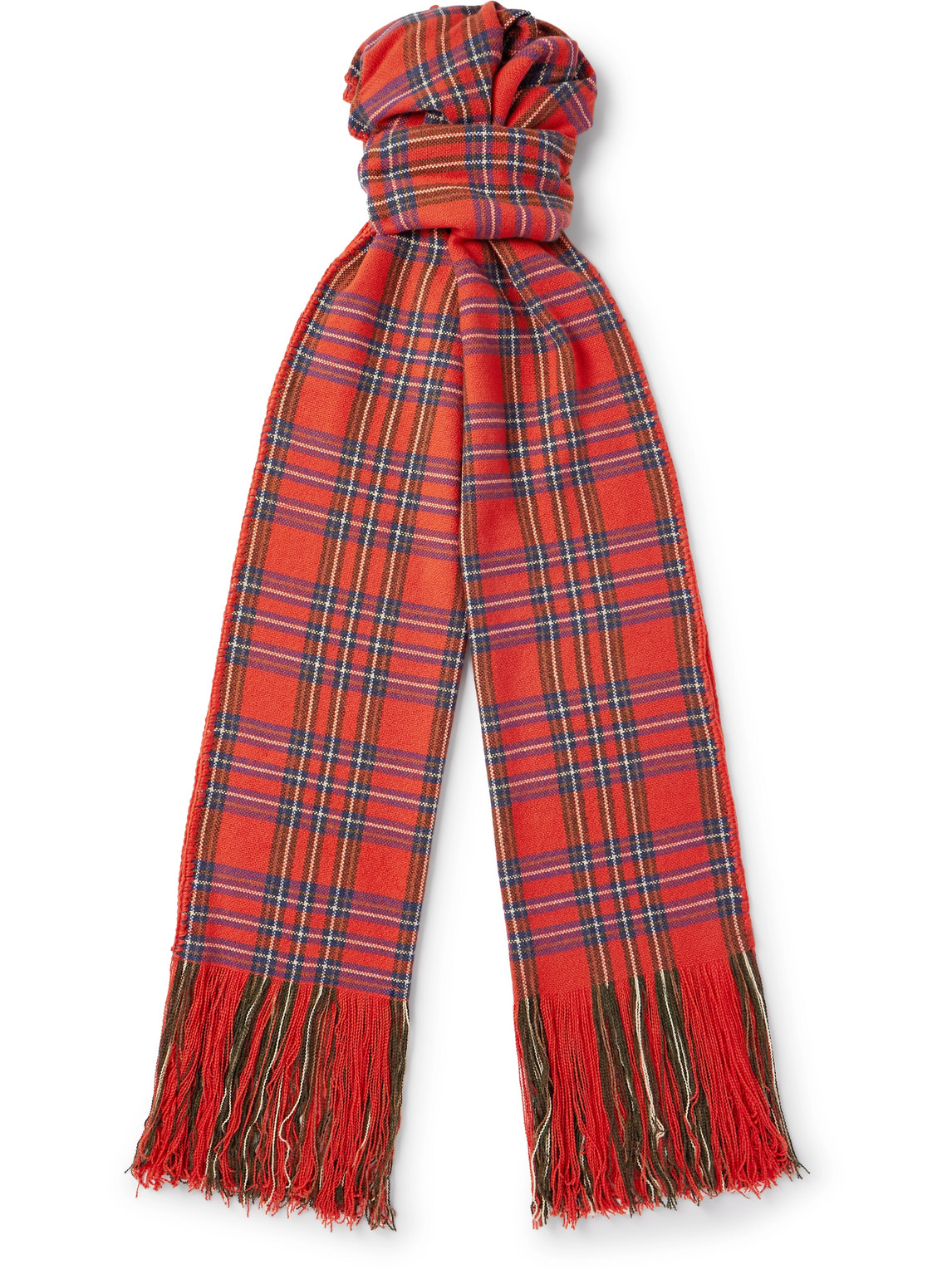 Fringed Checked Cashmere Scarf