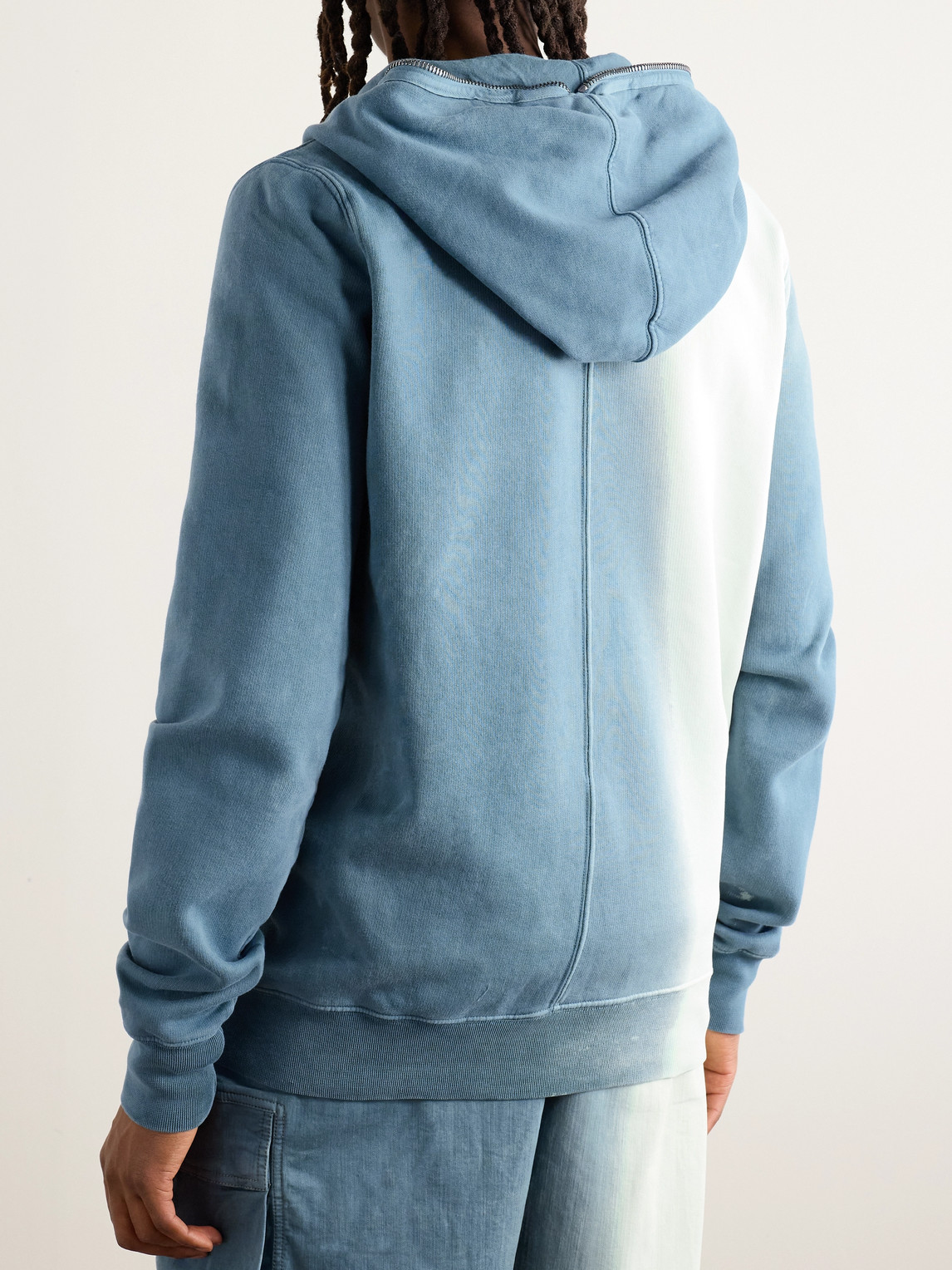 Shop Rick Owens Drkshdw Dégradé Cotton-jersey Zip-up Hoodie In Blue