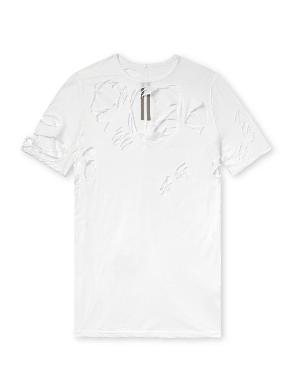 Rick Owens Drkshdw Distressed Cotton-jersey T-shirt In White