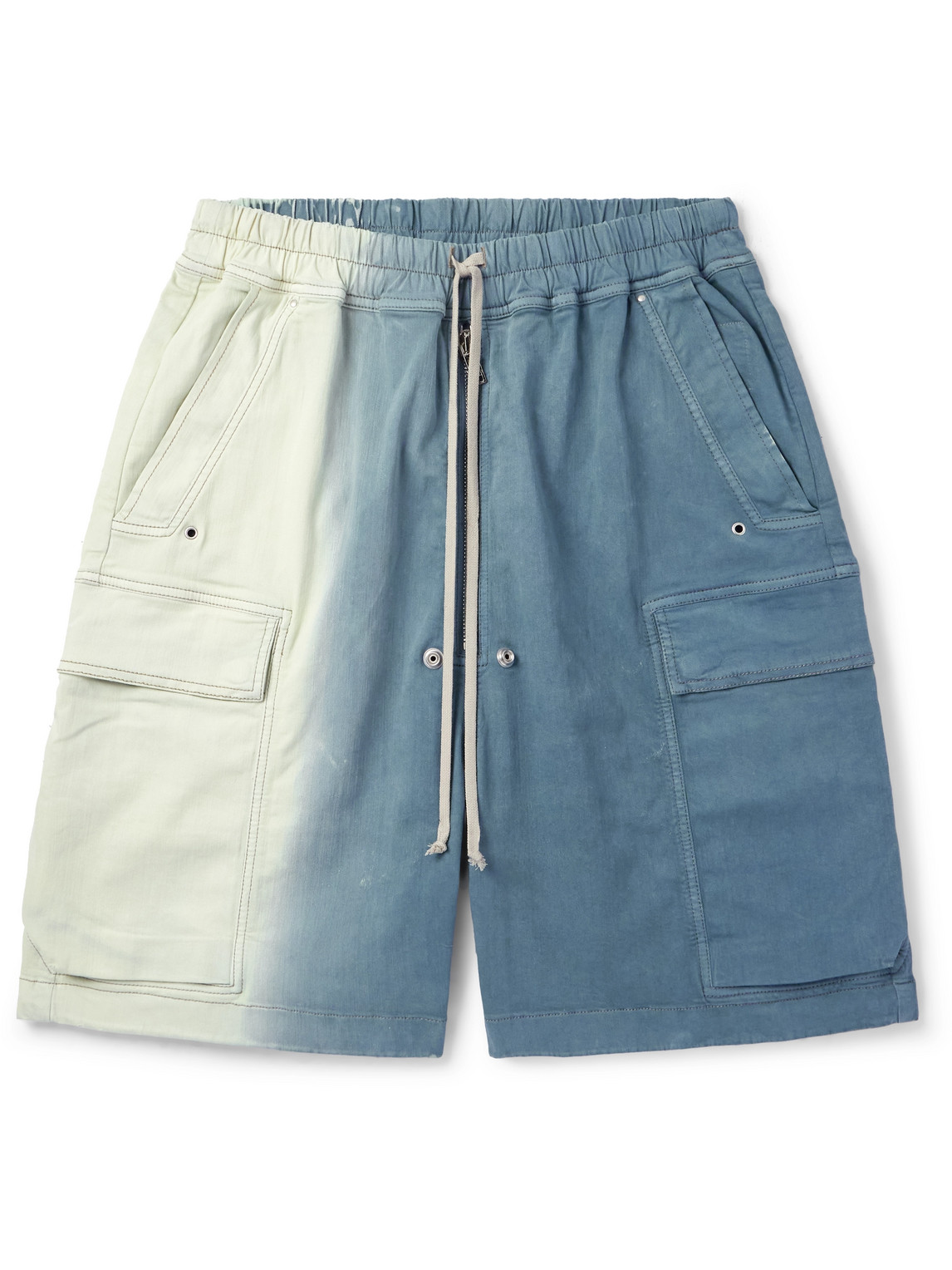 Wide-Leg Dégradé Denim Drawstring Cargo Shorts