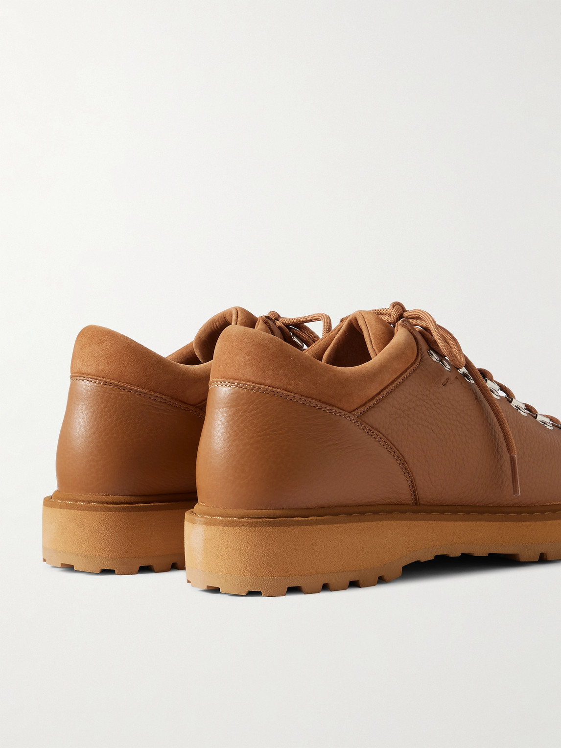 Diemme Cornaro Suede-trimmed Full-grain Leather Sneakers In Brown