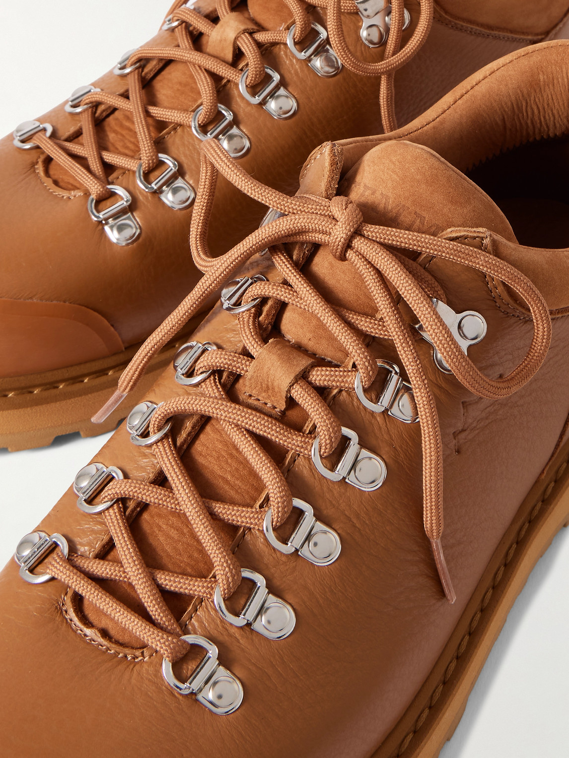 Diemme Cornaro Suede-trimmed Full-grain Leather Sneakers In Brown