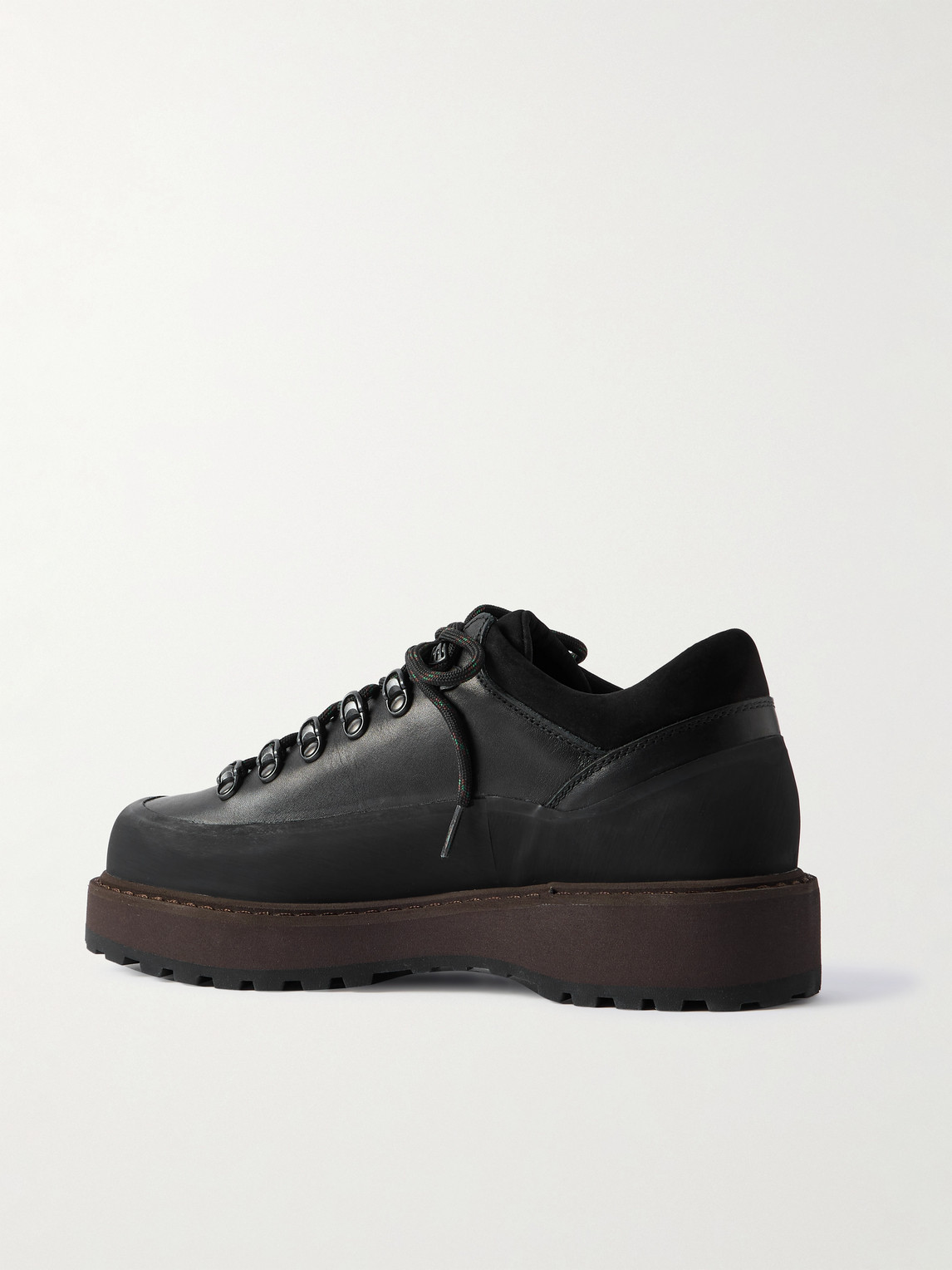 Diemme Cornaro Gomma Rubber And Suede-trimmed Full Grain-leather Sneakers In Black