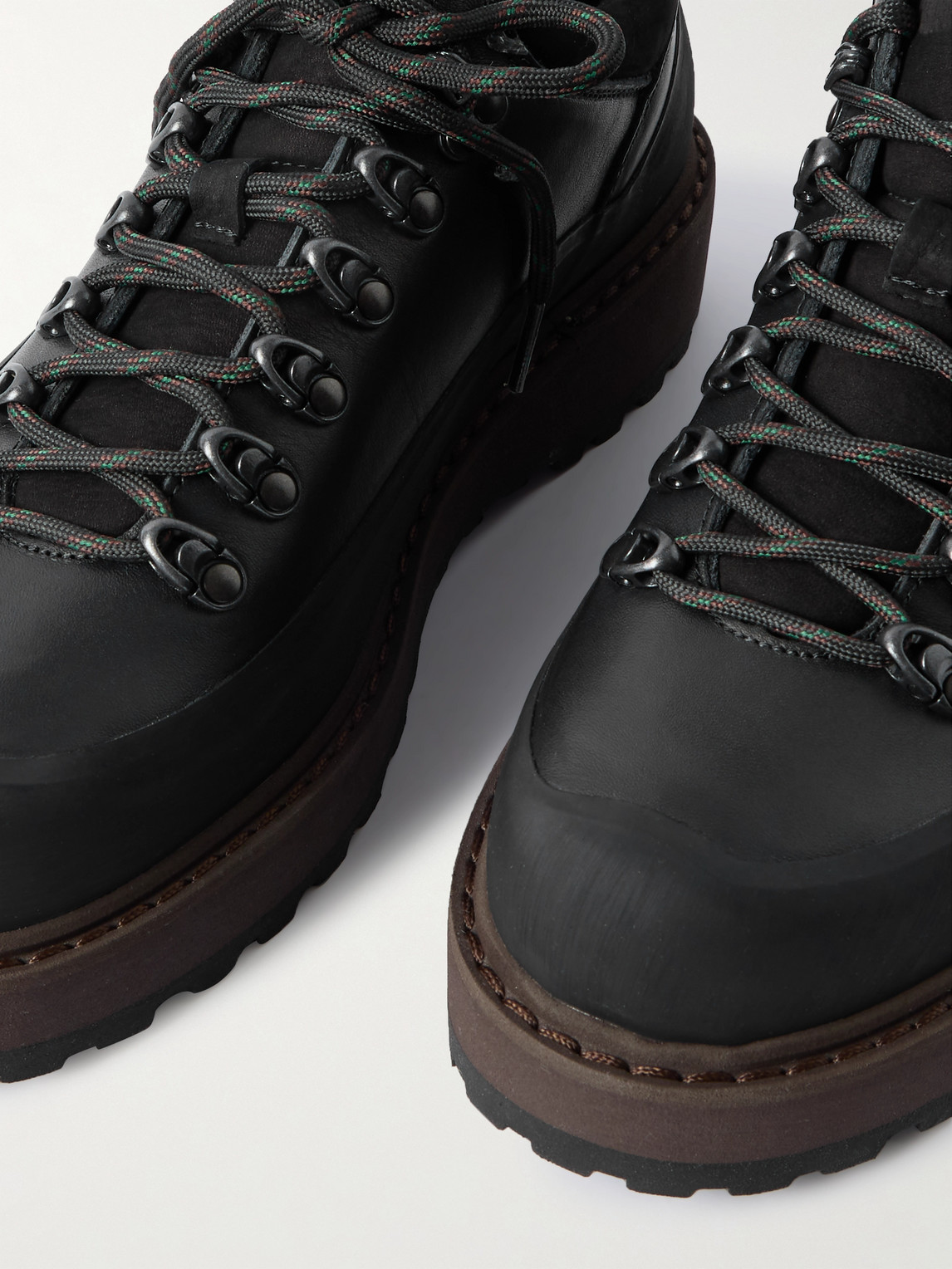 Diemme Cornaro Gomma Rubber And Suede-trimmed Full Grain-leather Sneakers In Black