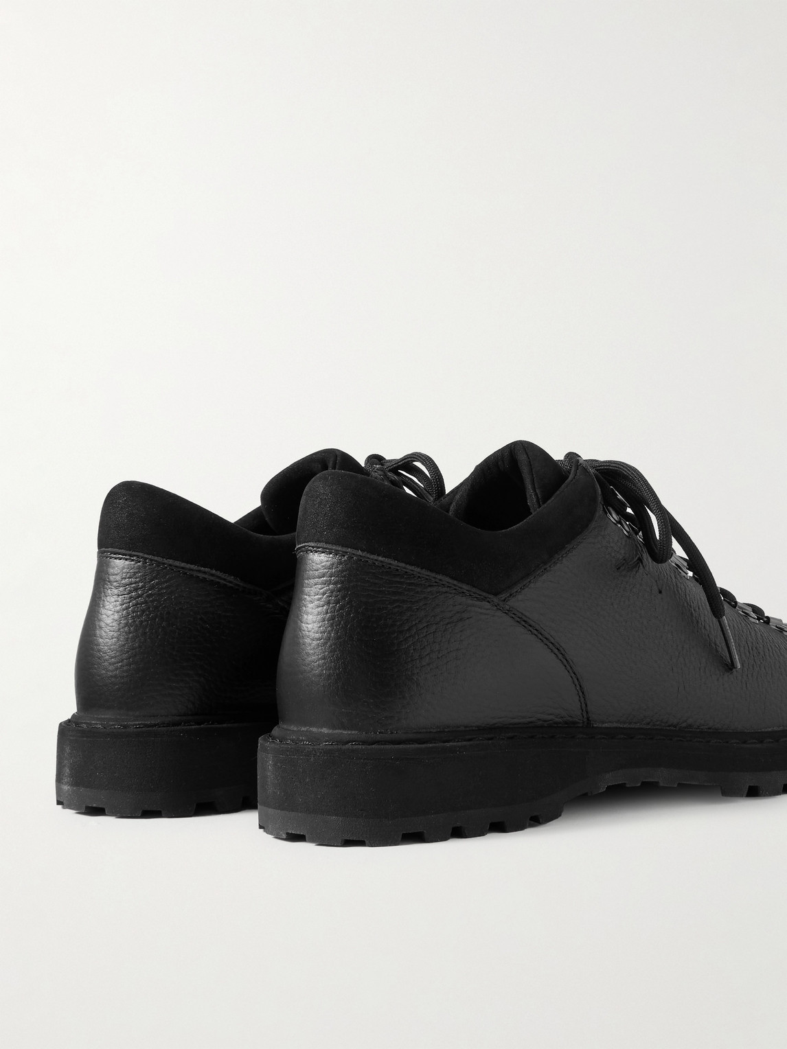 Diemme Cornaro Rubber And Suede-trimmed Full-grain Leather Sneakers In Black
