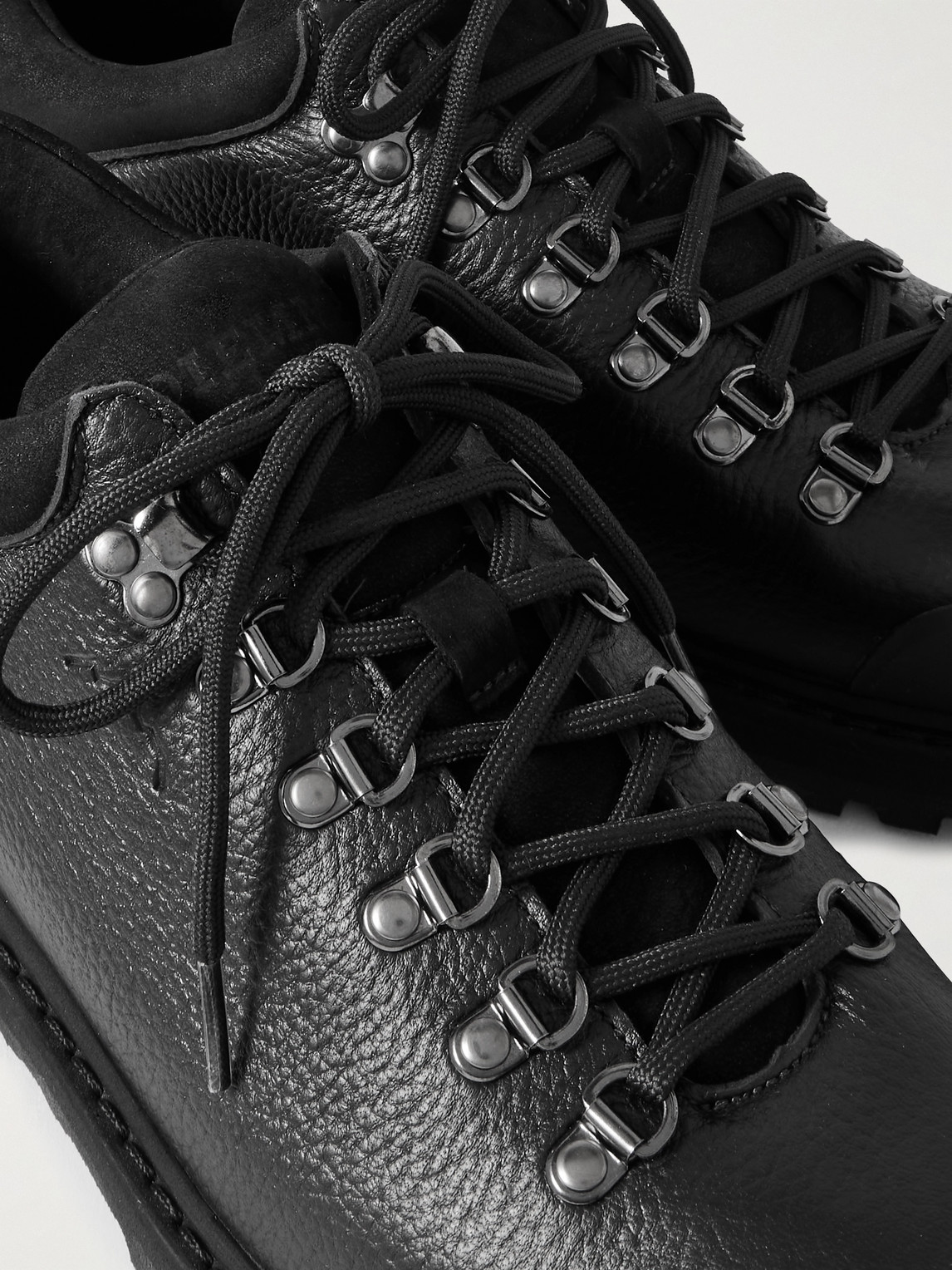 Diemme Cornaro Rubber And Suede-trimmed Full-grain Leather Sneakers In Black