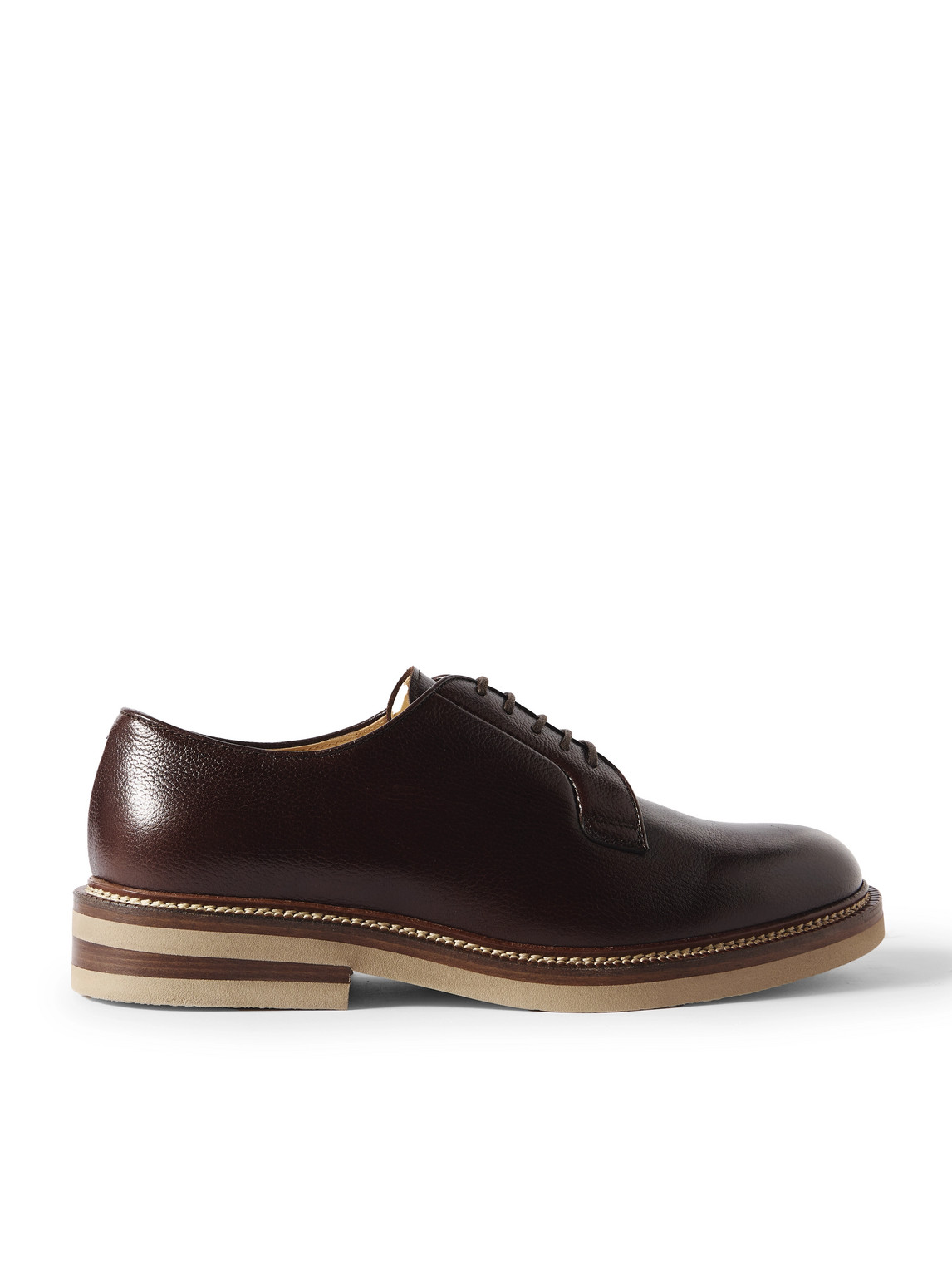 Iconic Full-Grain Glossed-Leather Derby Shoes