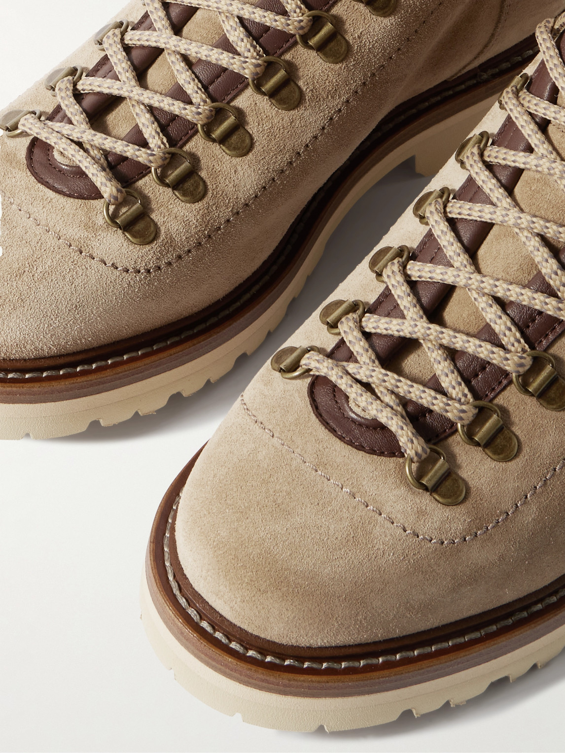 Brunello Cucinelli Flannel-trimmed Suede Boots In Neutrals