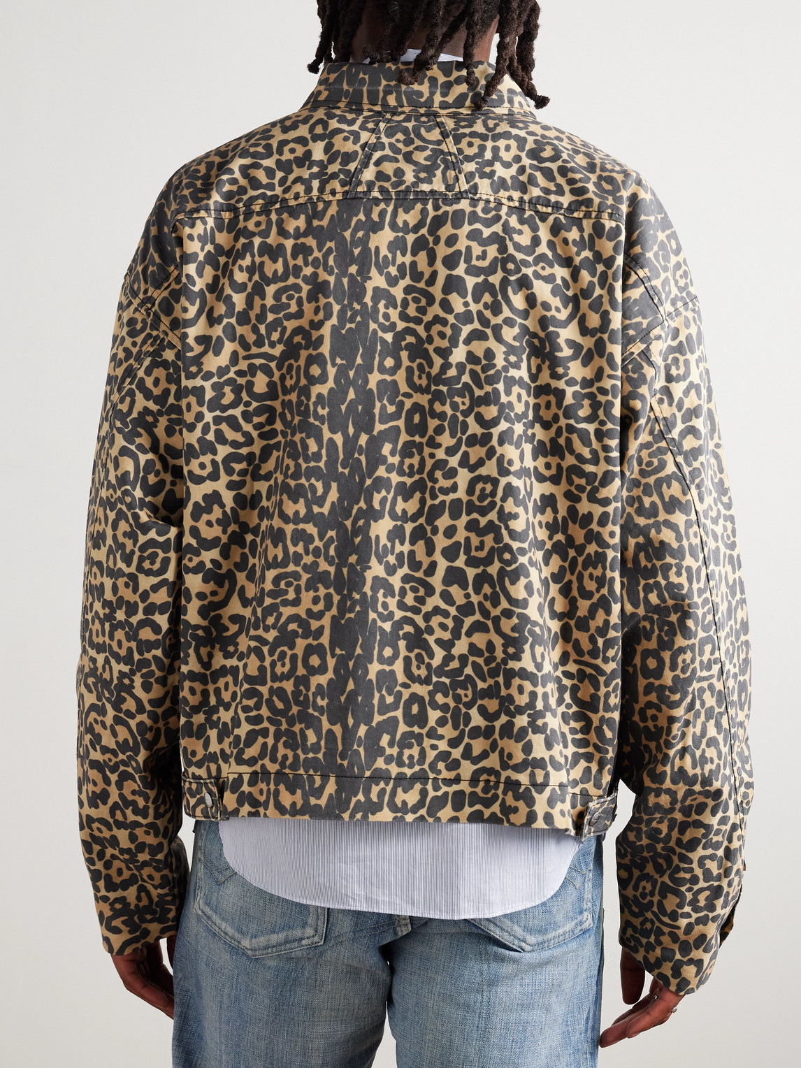 Rhude Logo-appliquéd Leopard-print Cotton-twill Bomber Jacket In Gold