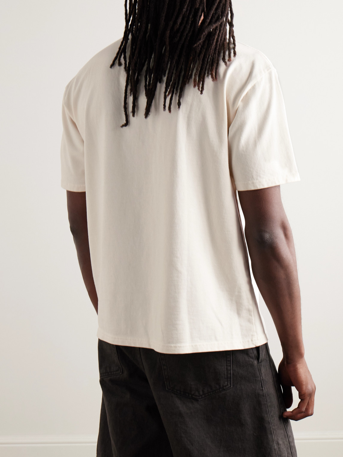 Rhude Como 1907 Lago Di Como Logo-print Cotton-jersey T-shirt In Neutrals