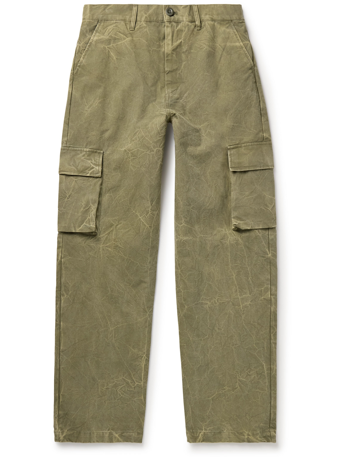 John Elliott Corpus Straight-leg Garment-dyed Cotton-canvas Cargo Trousers In Green