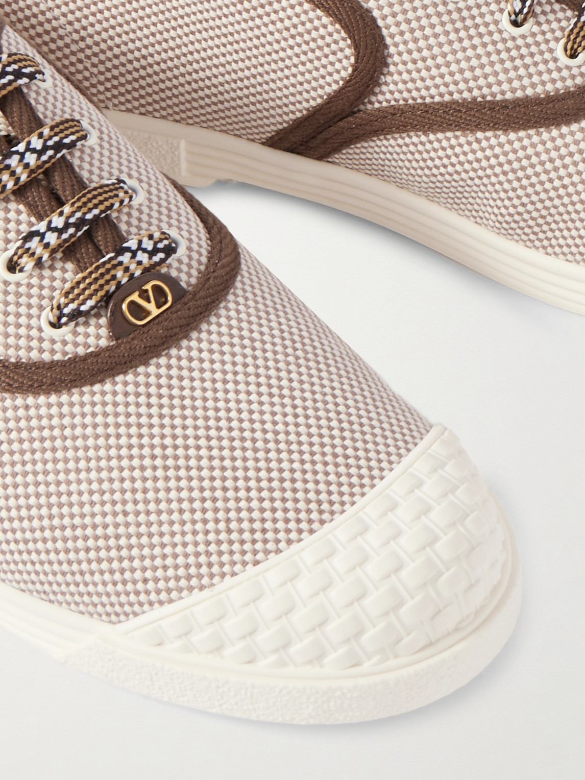 Valentino Bay By Bay Webbing-trimmed Checked Canvas Sneakers In Unknown