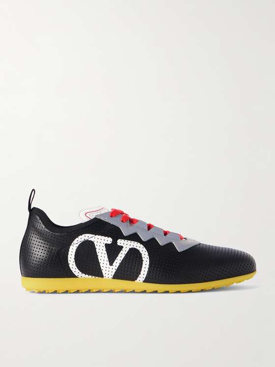 Chromathon Printed Perforated Leather Sneakers