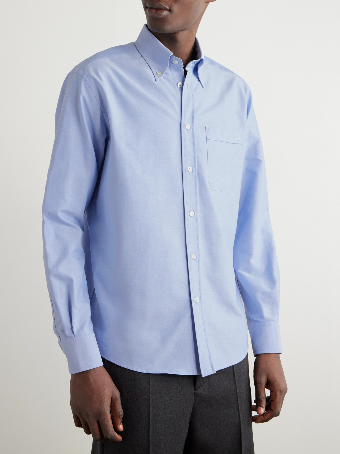 Valentino Camicia Maniche Lunghe Vlogo Signature Shirts Light Blue In Blue