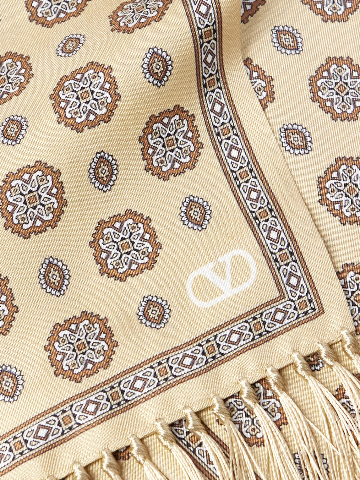 Valentino Tasselled Printed Silk-twill Scarf In Unknown