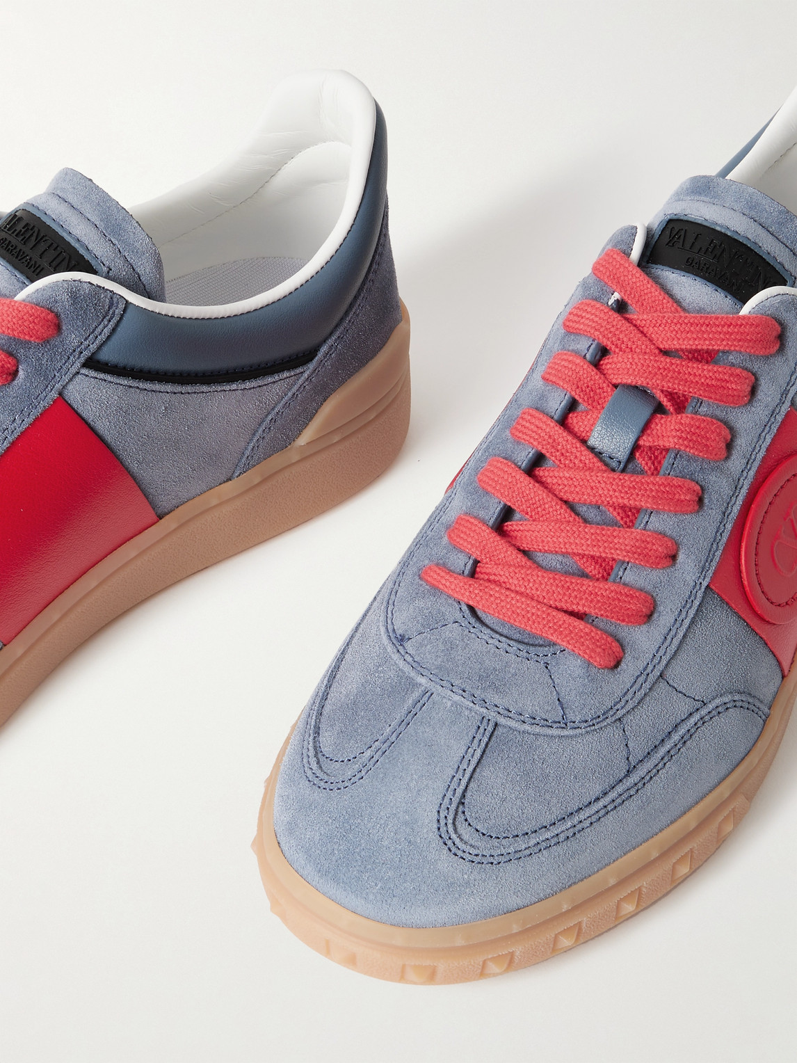 Valentino Garavani Men Upvillage Low Top Sneaker In Split Leather And Calfskin Nappa Leather In Gray
