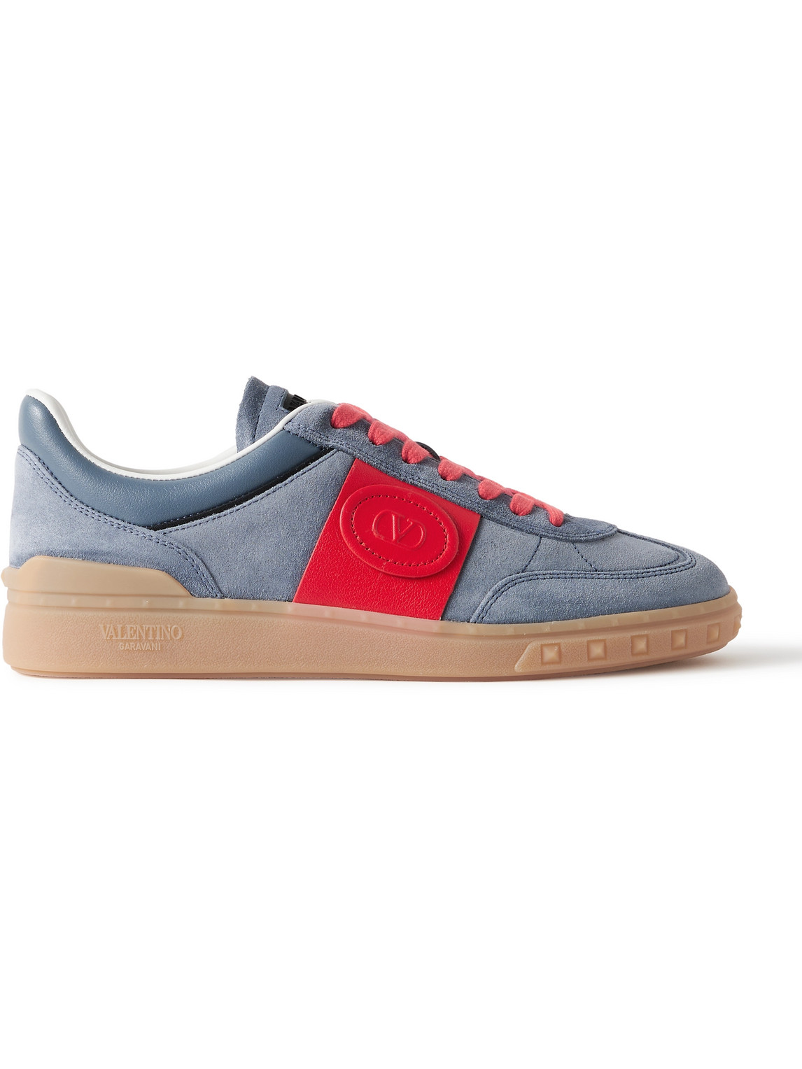 Valentino Garavani Men Upvillage Low Top Sneaker In Split Leather And Calfskin Nappa Leather In Gray