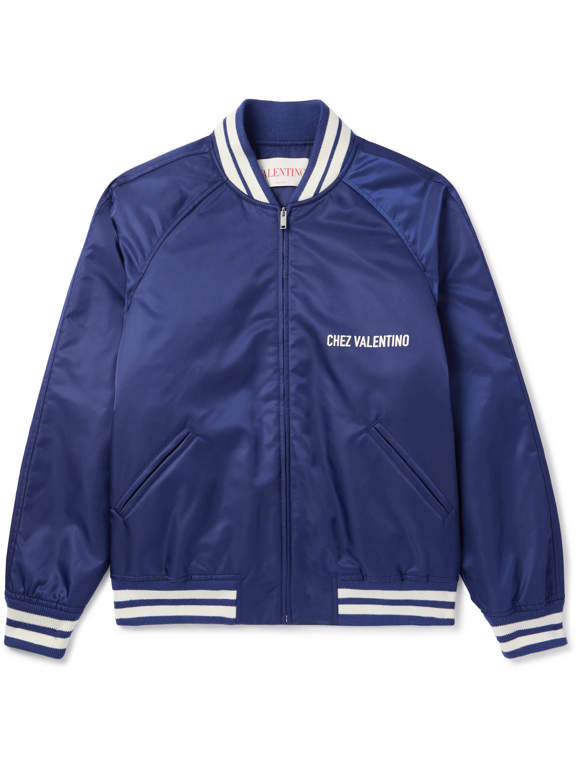 Striped Logo-Print Padded Shell Bomber Jacket