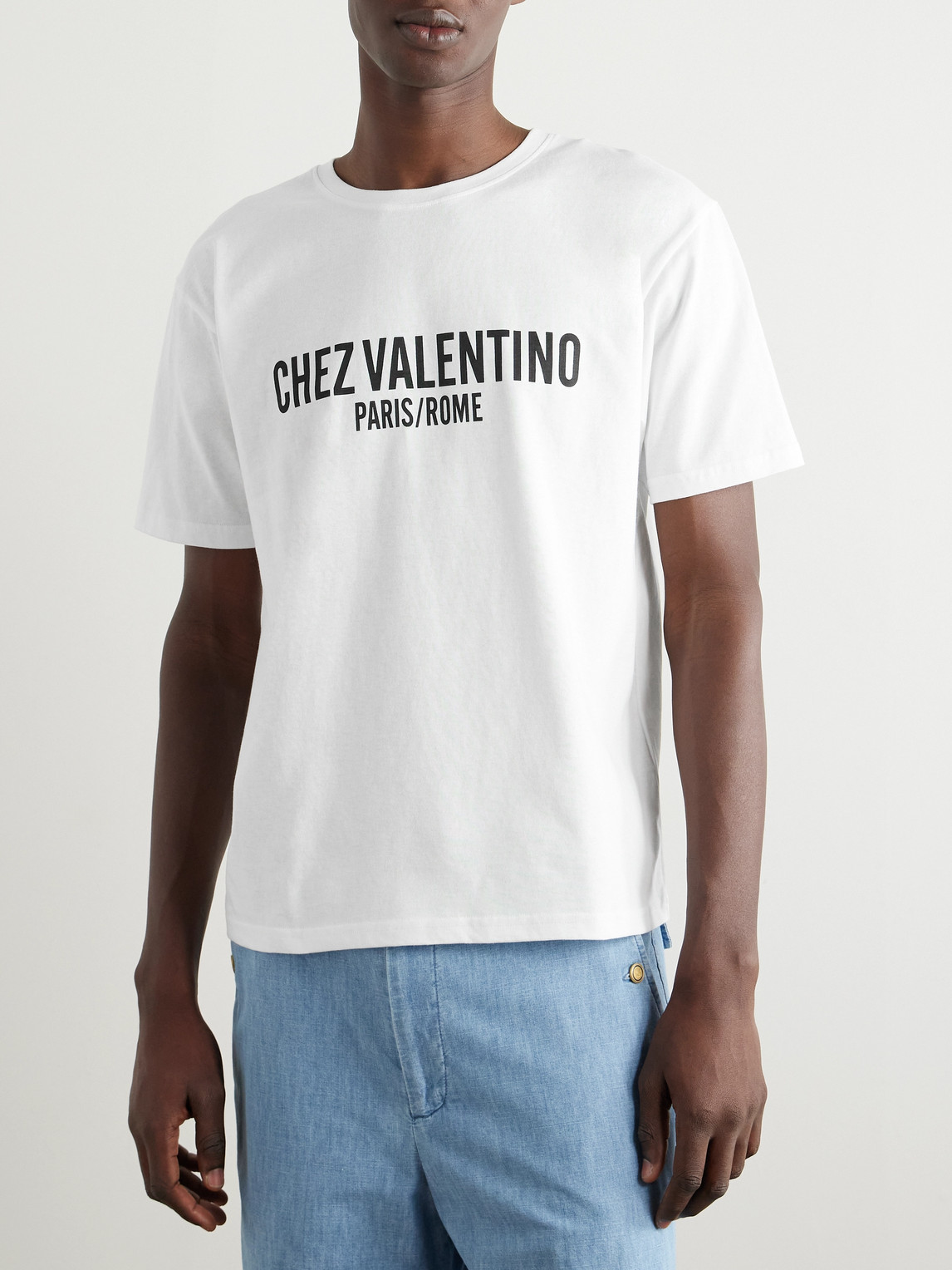 Valentino Cotton Crew-neck T-shirt In White