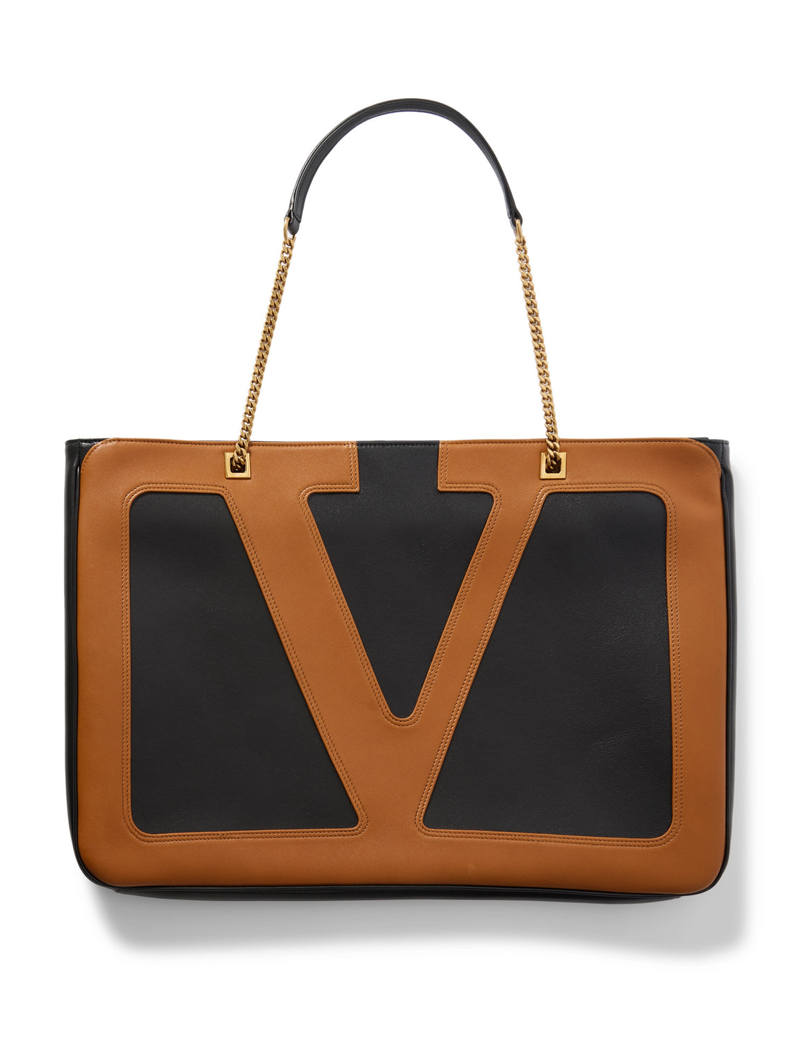 Valentino Garavani Viva Superstar Two-tone Leather Tote Bag In Black