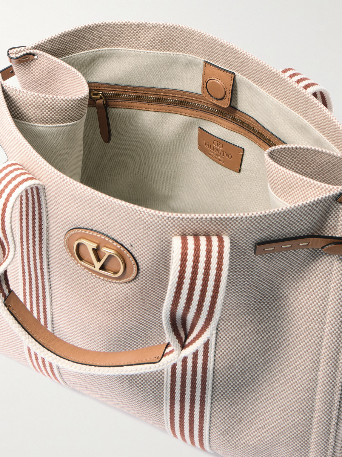 Valentino Antibes Large Logo-appliquéd Cotton-canvas Tote Bag In Neutrals