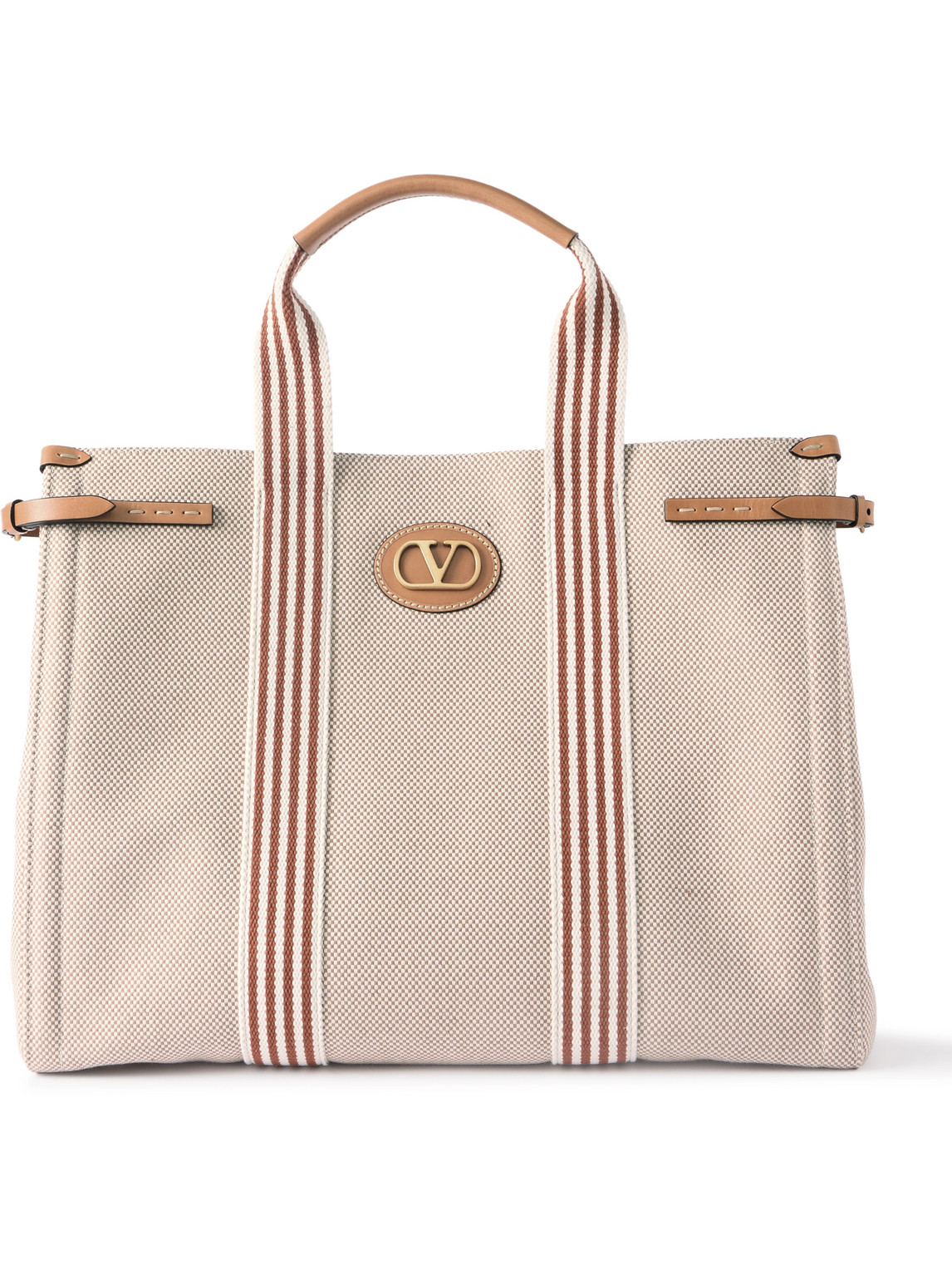 Valentino Garavani Antibes Large Logo-appliquéd Cotton-canvas Tote Bag In Neutrals