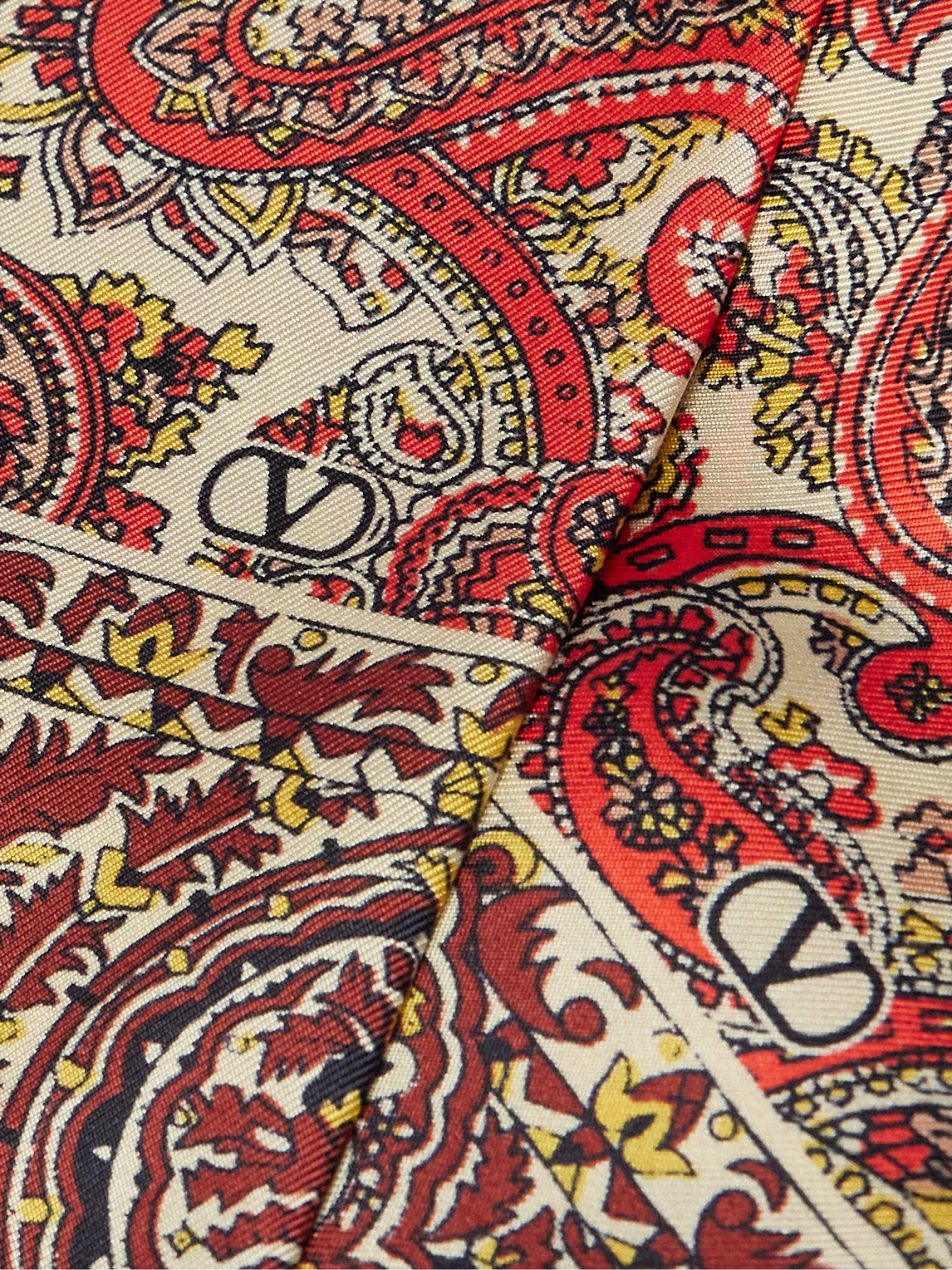 Valentino Fringed Paisley-print Silk-twill Scarf In Red