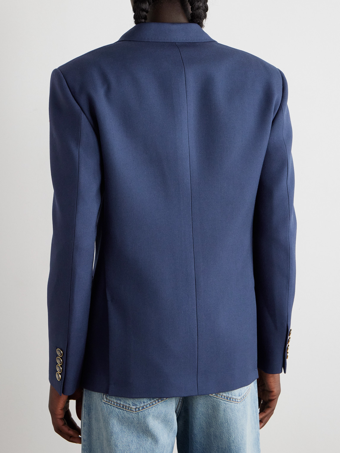 Valentino Slim Fit Wool Gabardine Jacket In Blue