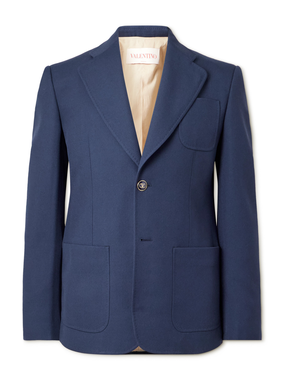 Valentino Slim Fit Wool Gabardine Jacket In Blue