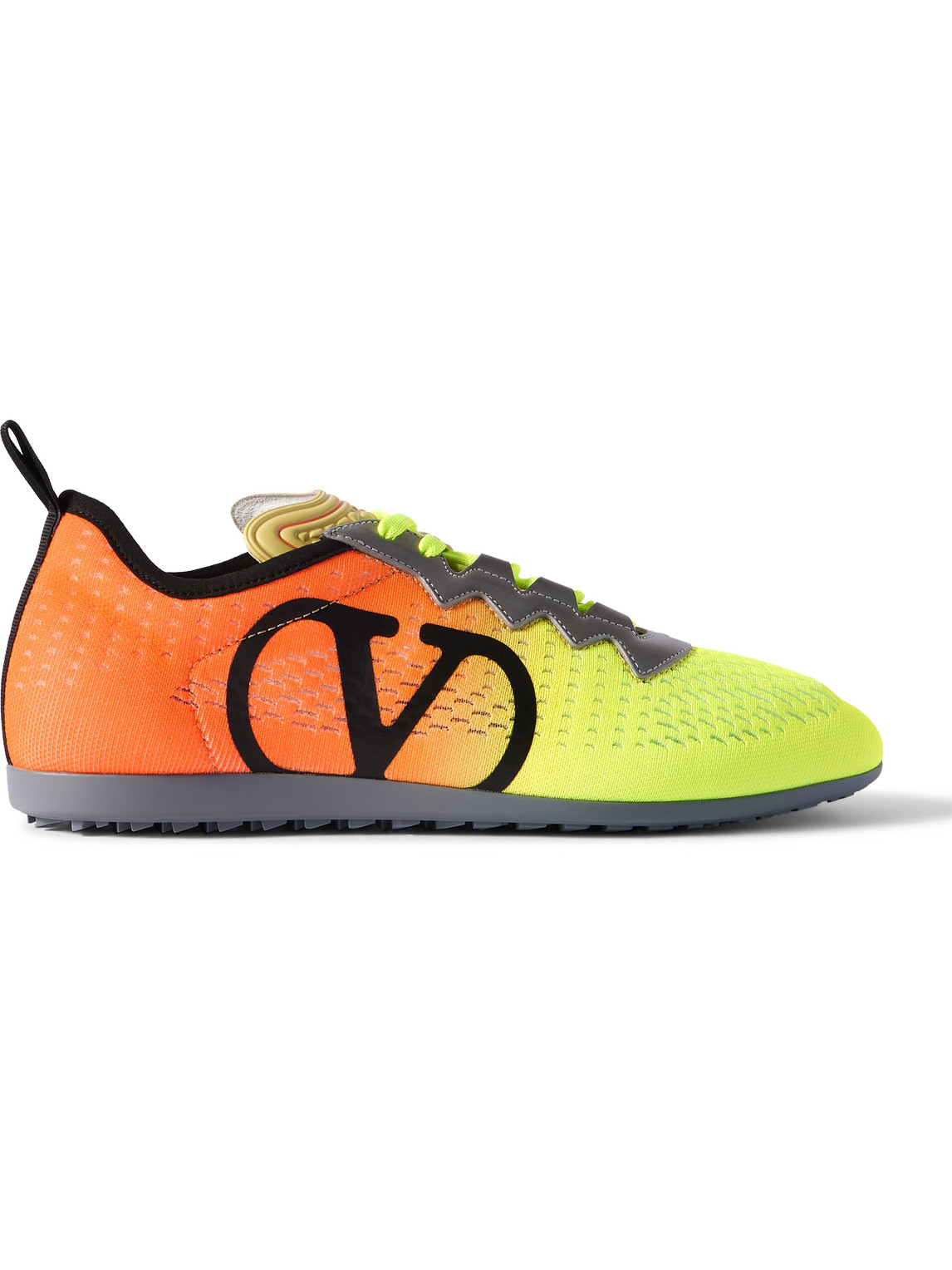 Valentino Lime Green And Fluorescent Orange Sporty Sneakers In Cotton And Pu Bold Design In Yellow