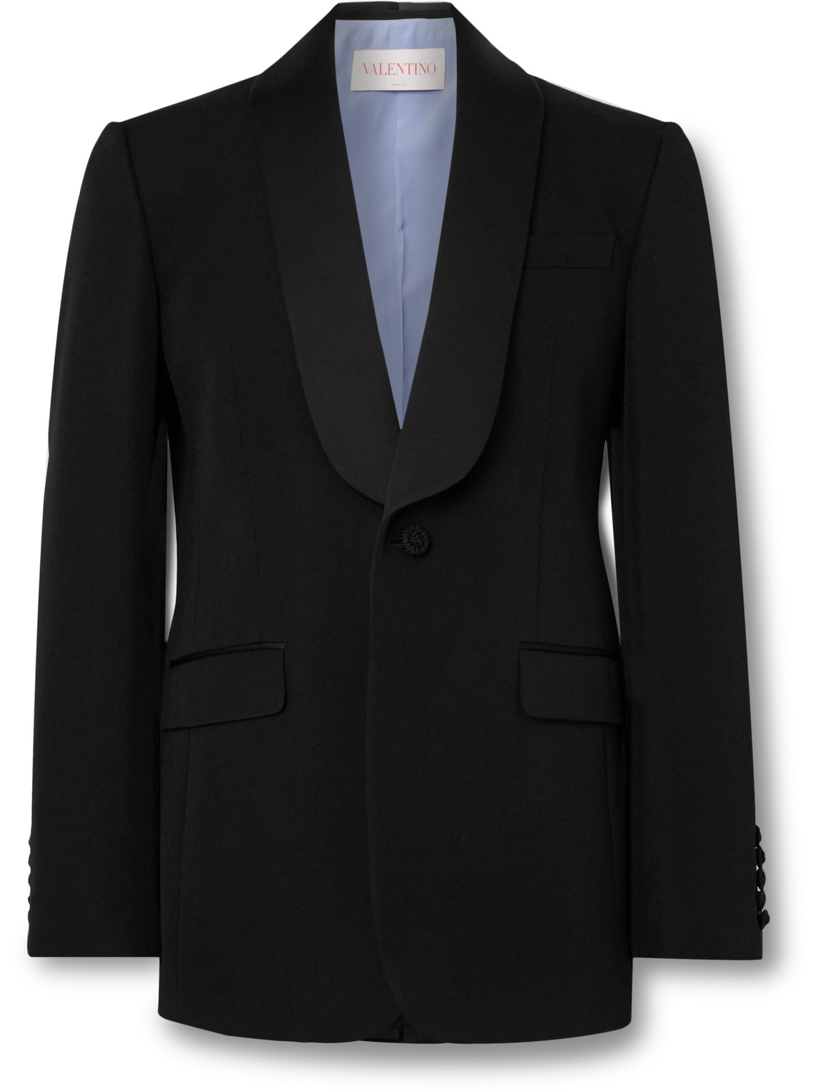 Shawl-Collar Satin-Trimmed Grain de Poudre Wool Tuxedo Jacket