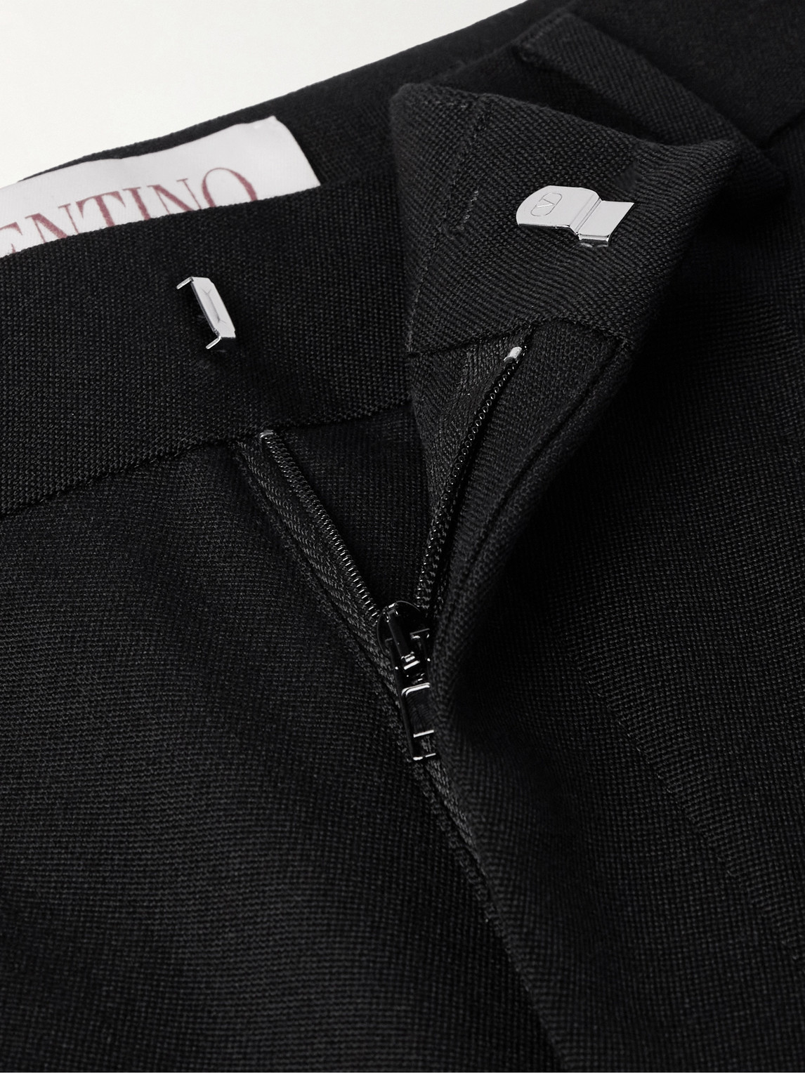 Valentino Straight-leg Satin-trimmed Grain De Poudre Wool Tuxedo Trousers In Black