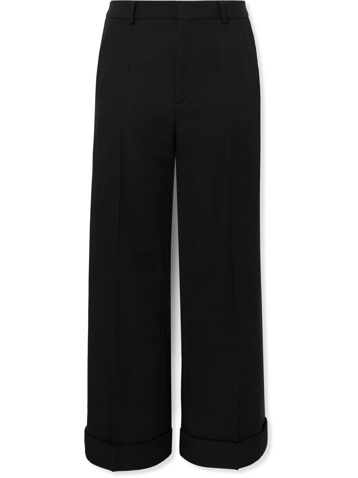 Valentino Straight-leg Satin-trimmed Grain De Poudre Wool Tuxedo Trousers In Black