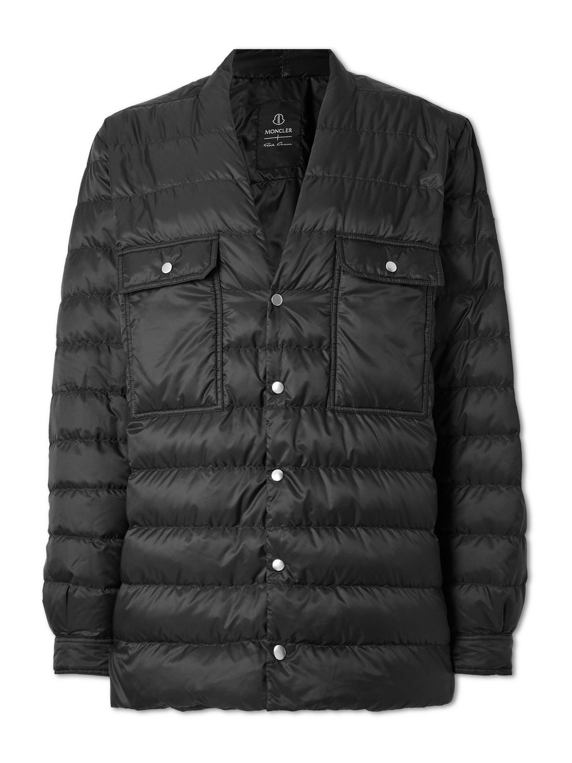Rick Owens Moncler Logo-appliquéd Quilted Shell Down Jacket In Black